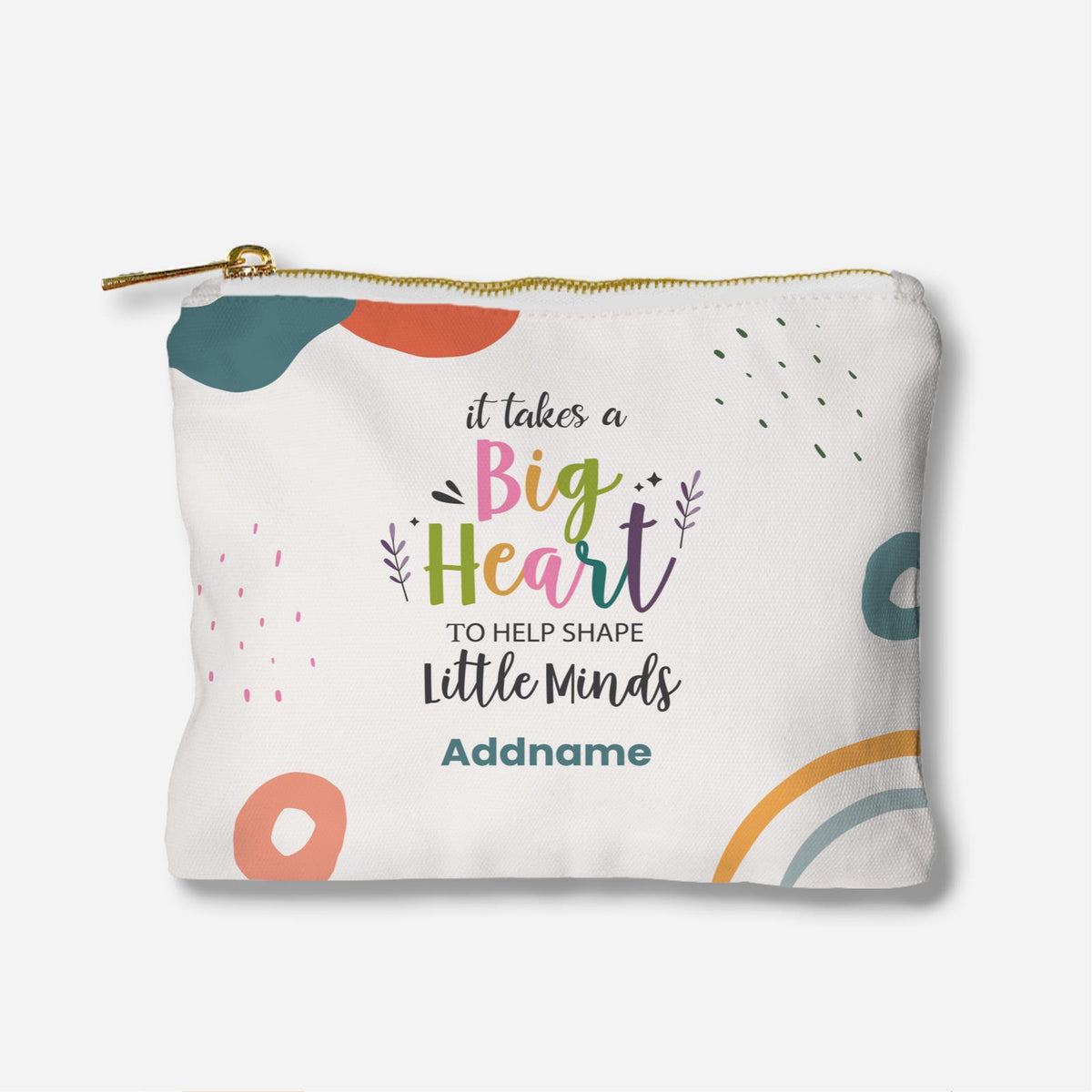 It Takes A Big Heart To Help Shape Little Minds Full Print Zipper Pouch