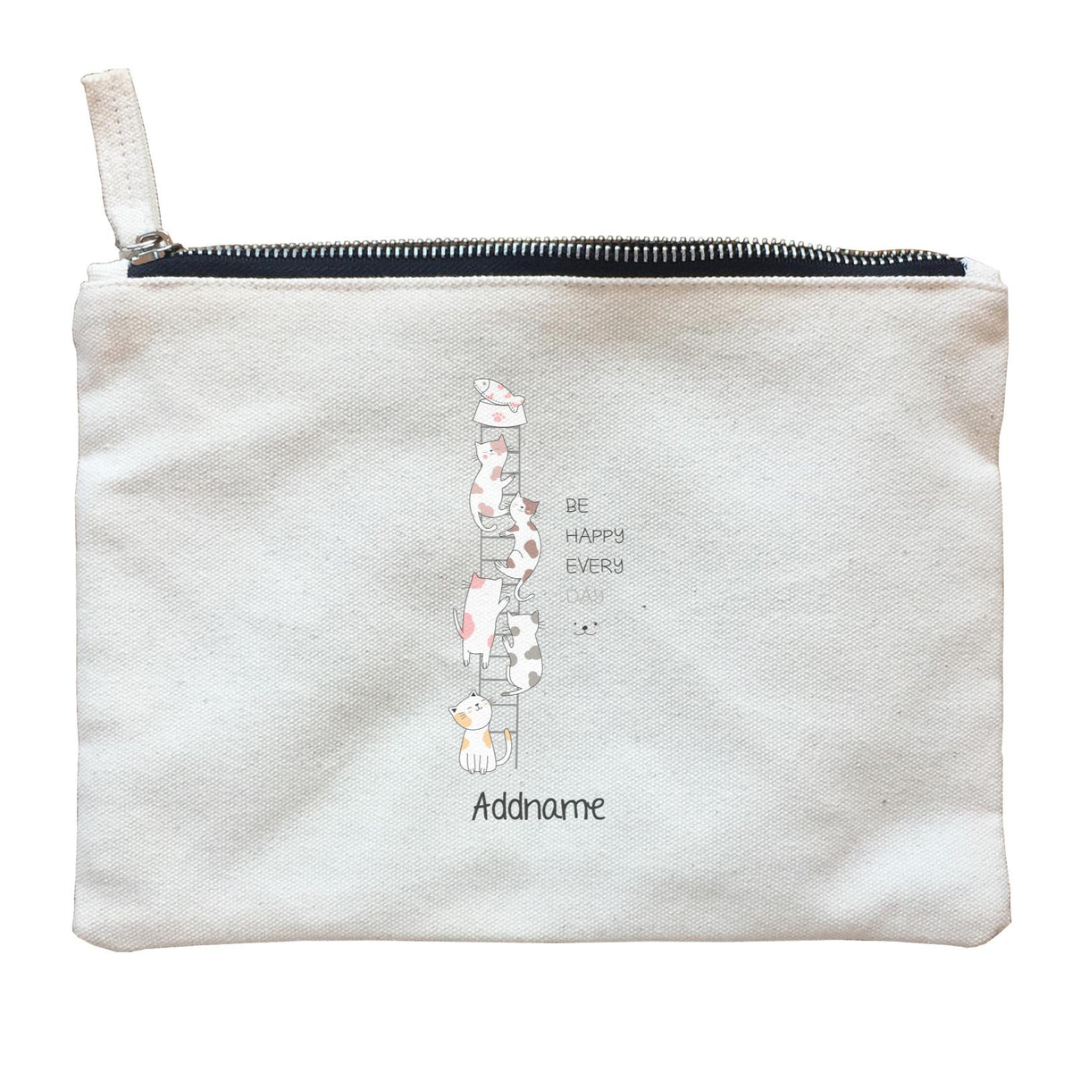 Cute Animals And Friends Series Be Happy Everyday Cats Ladder Addname Zipper Pouch