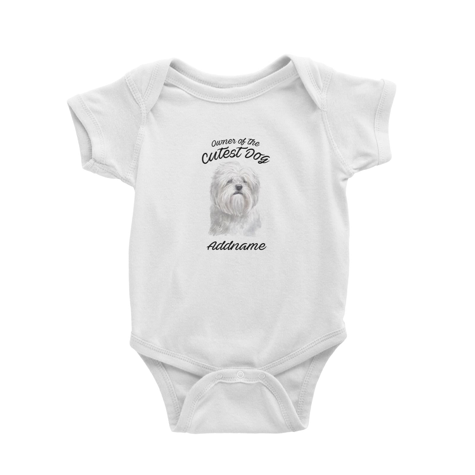 Watercolor Dog Owner Of The Cutest Dog Lhasa Apso Addname Baby Romper