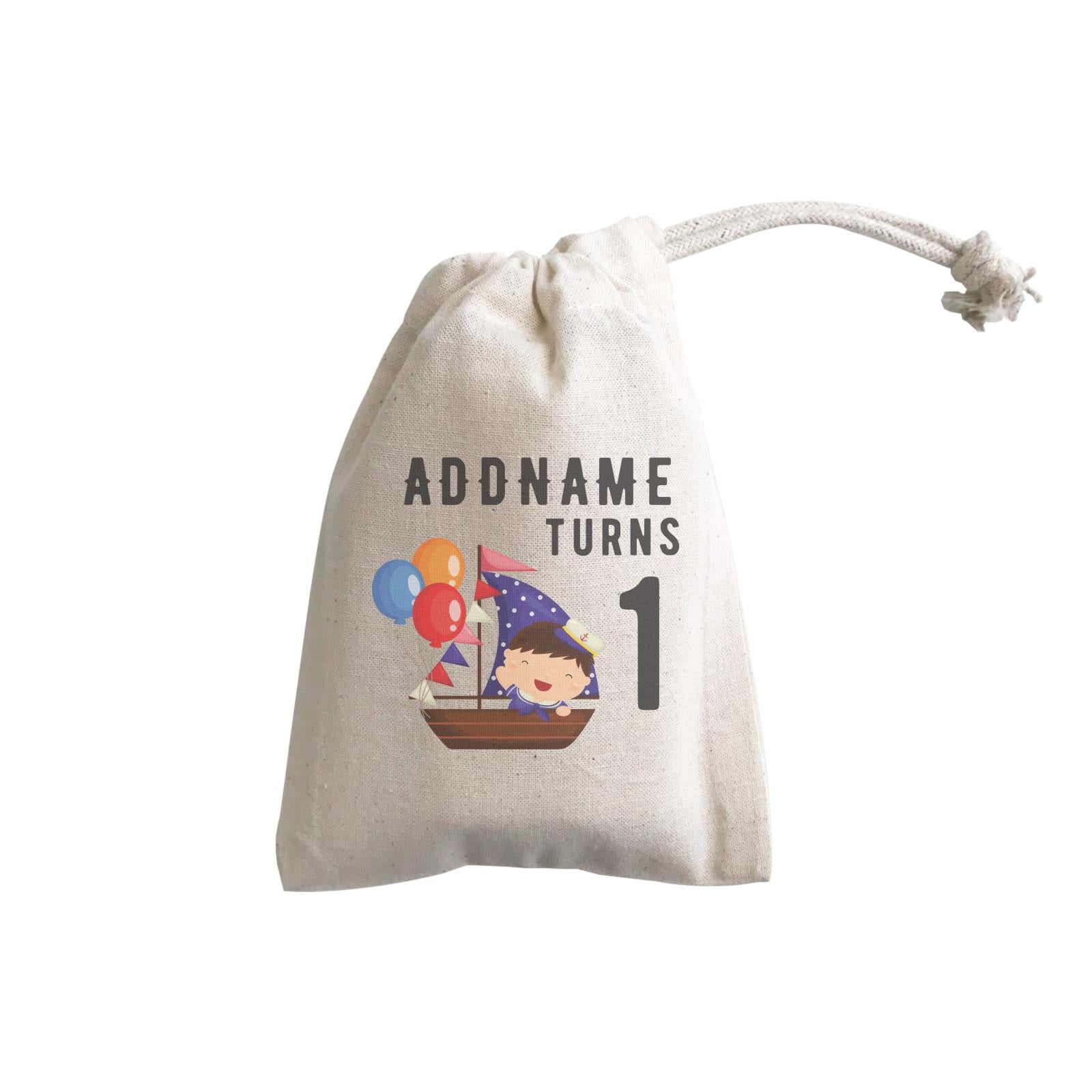 Birthday Sailor Baby Boy In Ship With Balloon Addname Turns 1 GP Gift ...