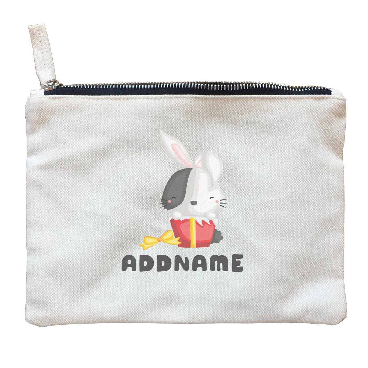 Birthday Friendly Animals Happy Rabbit Inside Present Box Addname Zipper Pouch