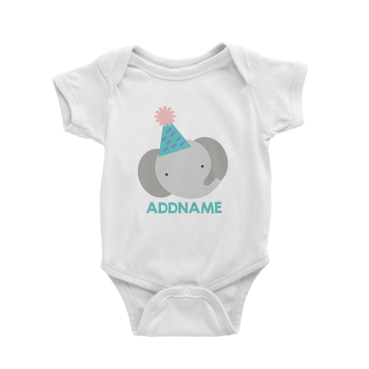 Cute Elephant with Party Hat Birthday Theme Baby Romper