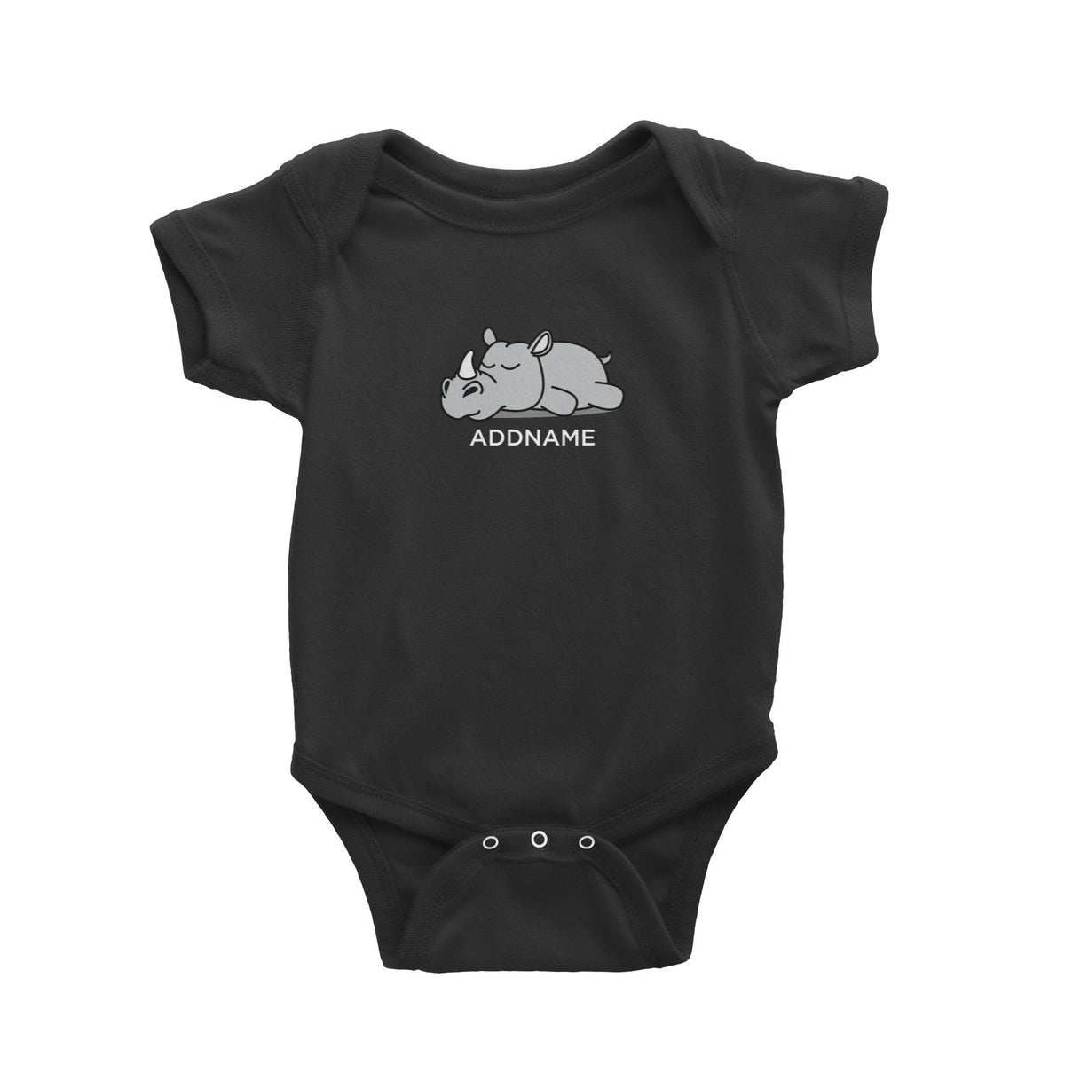 Lazy Rhinoceras Addname Baby Romper