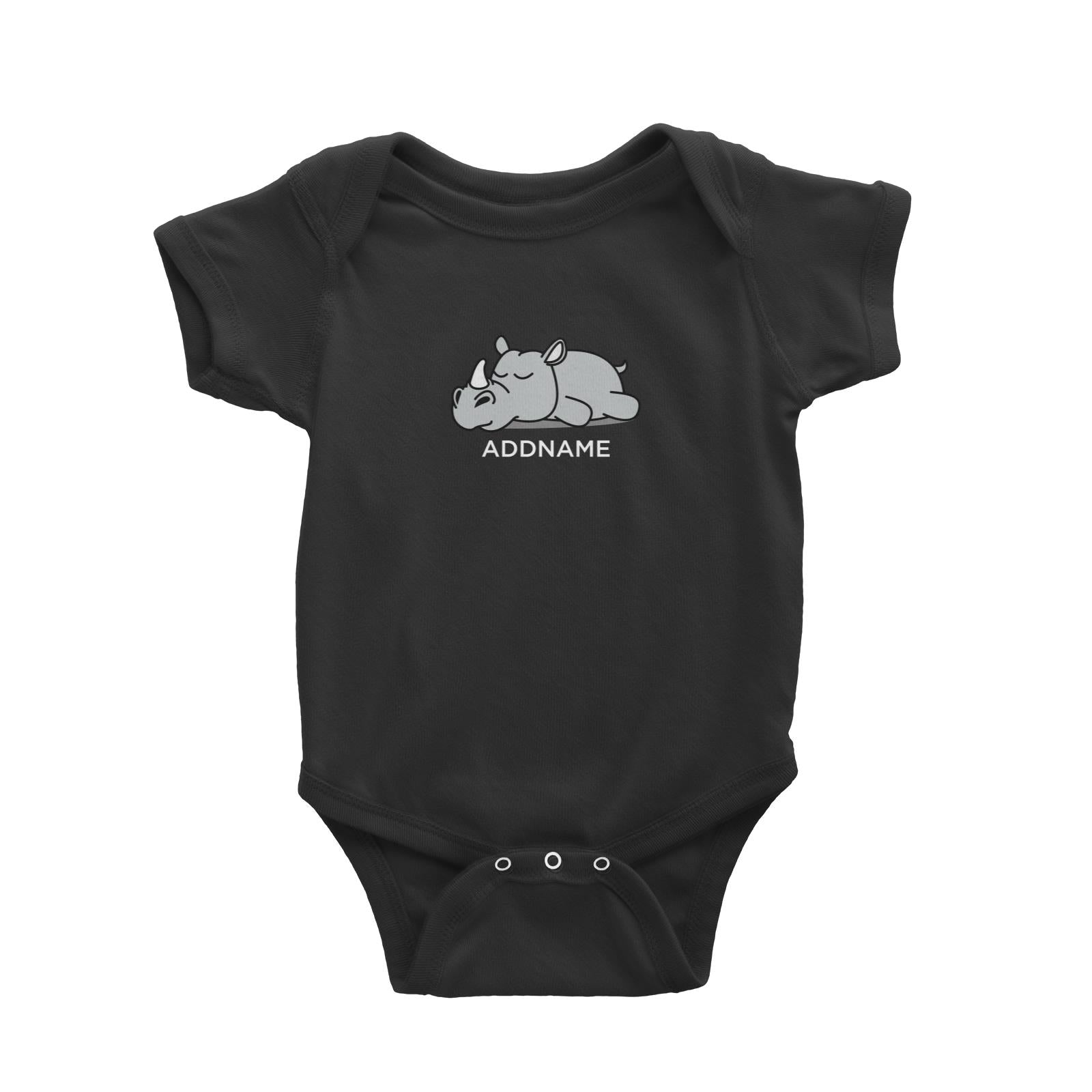Lazy Rhinoceras Addname Baby Romper