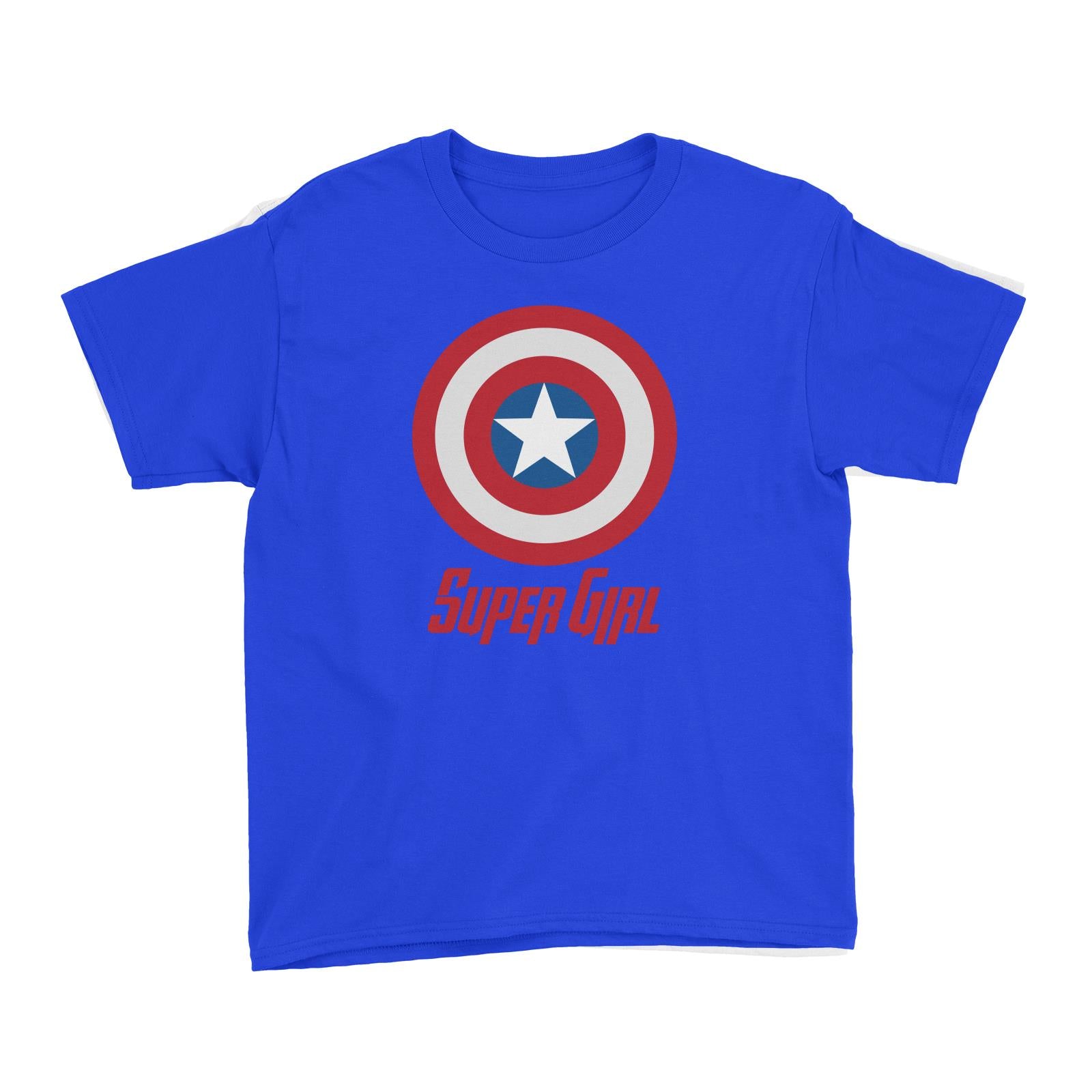 Superhero Shield Super Girl Kid's T-Shirt  Matching Family