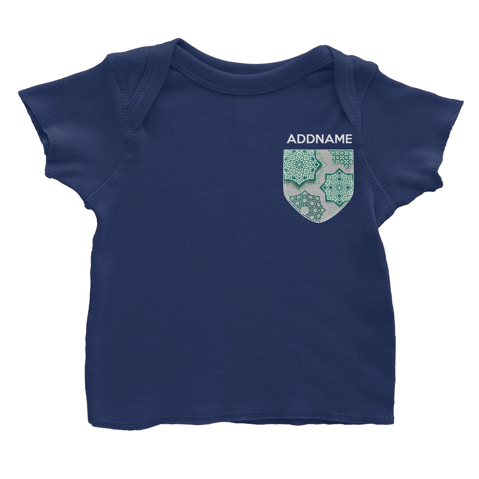 Raya Pocket Green Islamic Geomatric Addname Baby T-Shirt