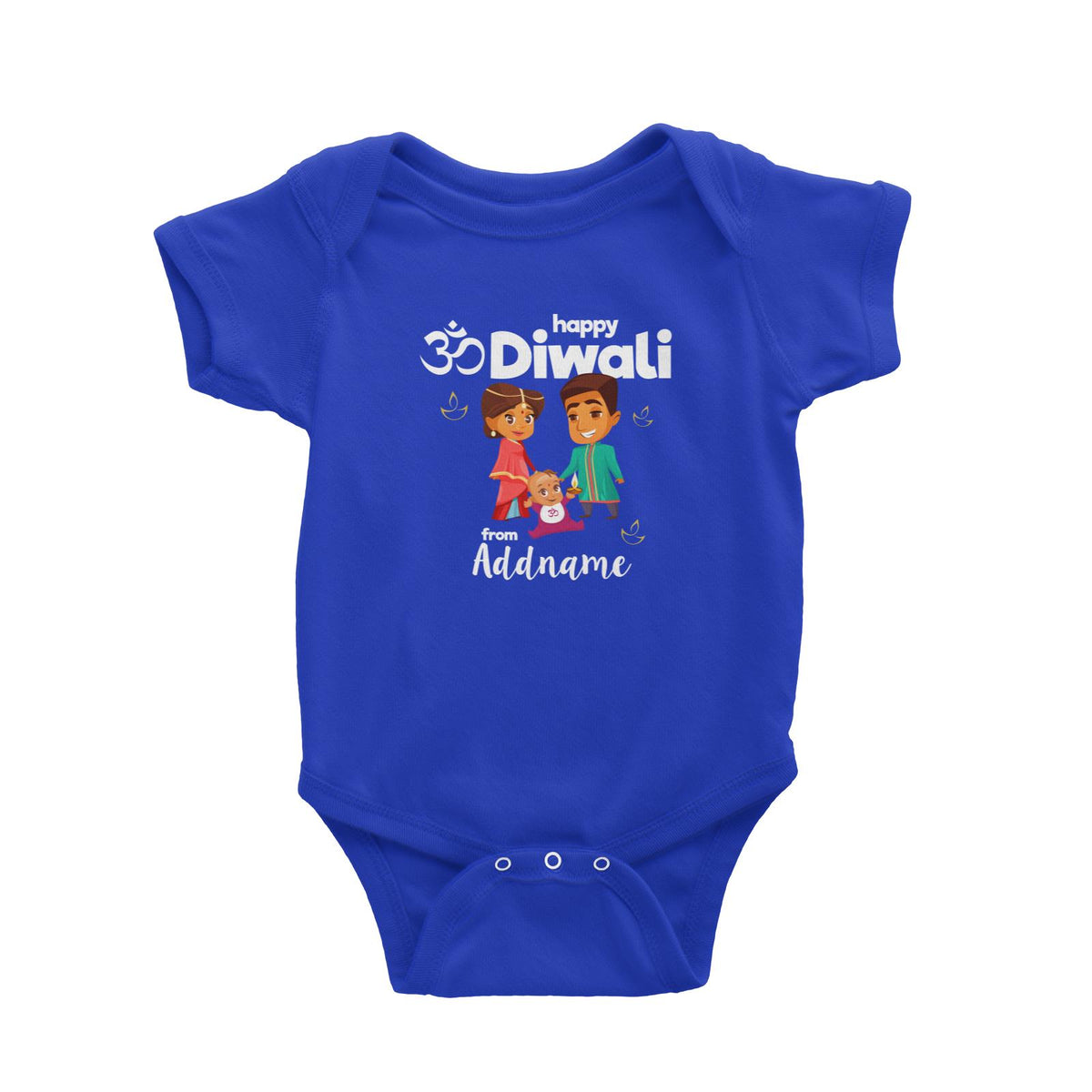 Cute Family Of Three OM Happy Diwali From Addname Baby Romper