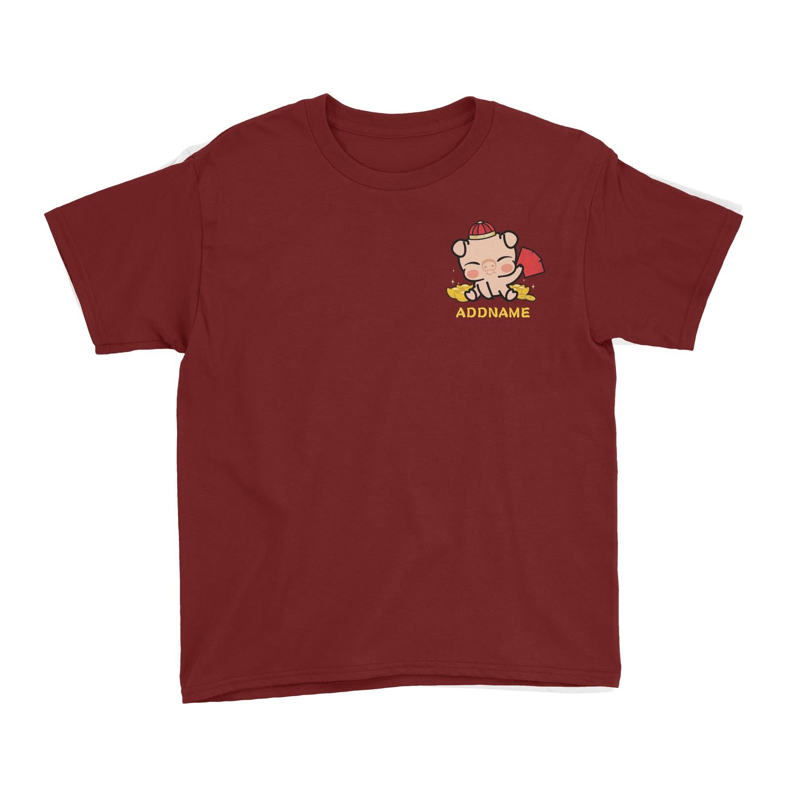 Properity Pig Baby Full Body with Red Packets And Gold Pocket Design Kid's T-Shirt