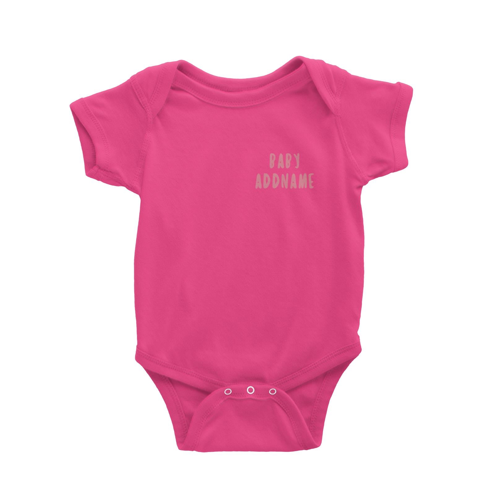 Baby Addname Logo in Pink Baby Romper Personalizable Designs Basic Newborn
