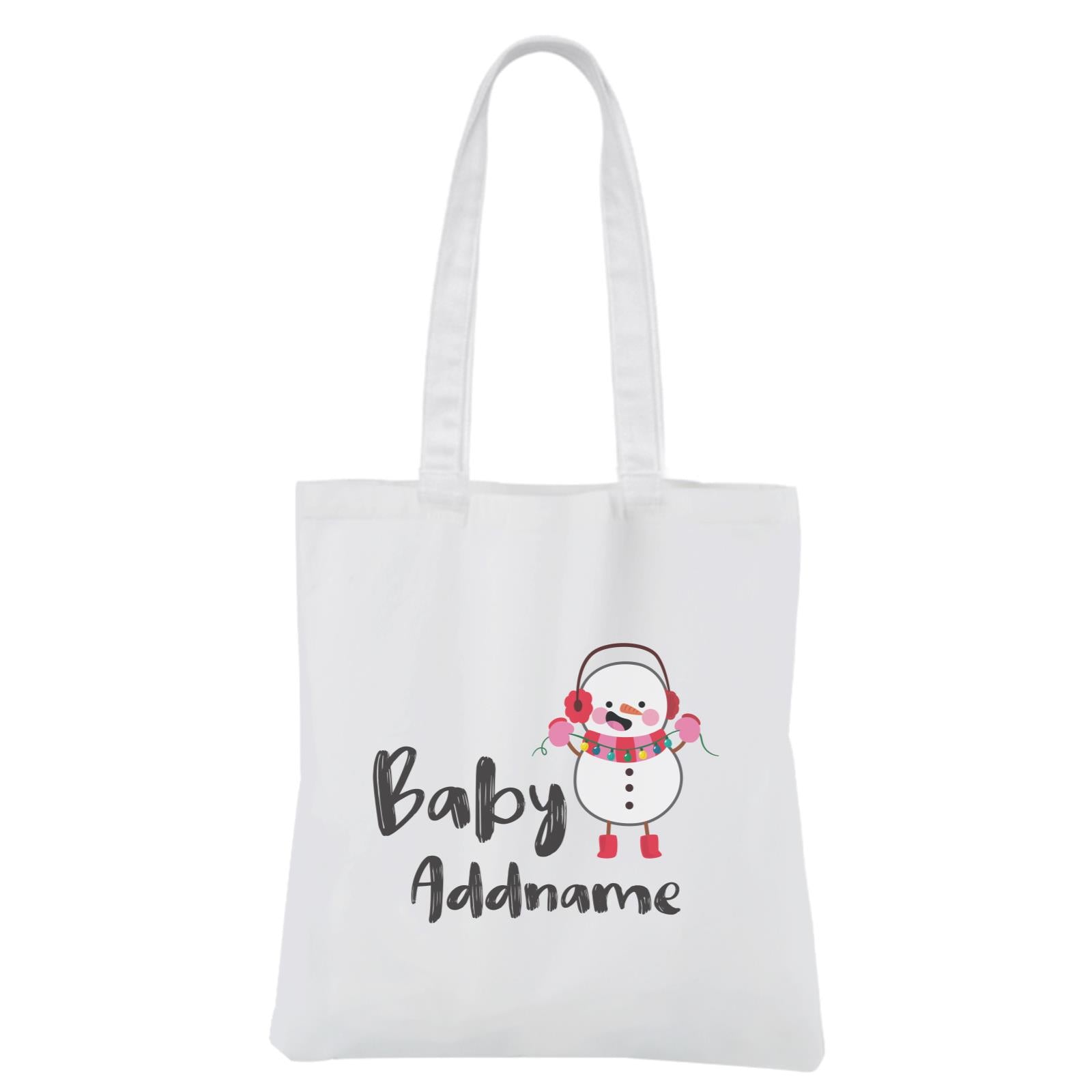 Christmas Series Baby Snowman White Canvas Bag