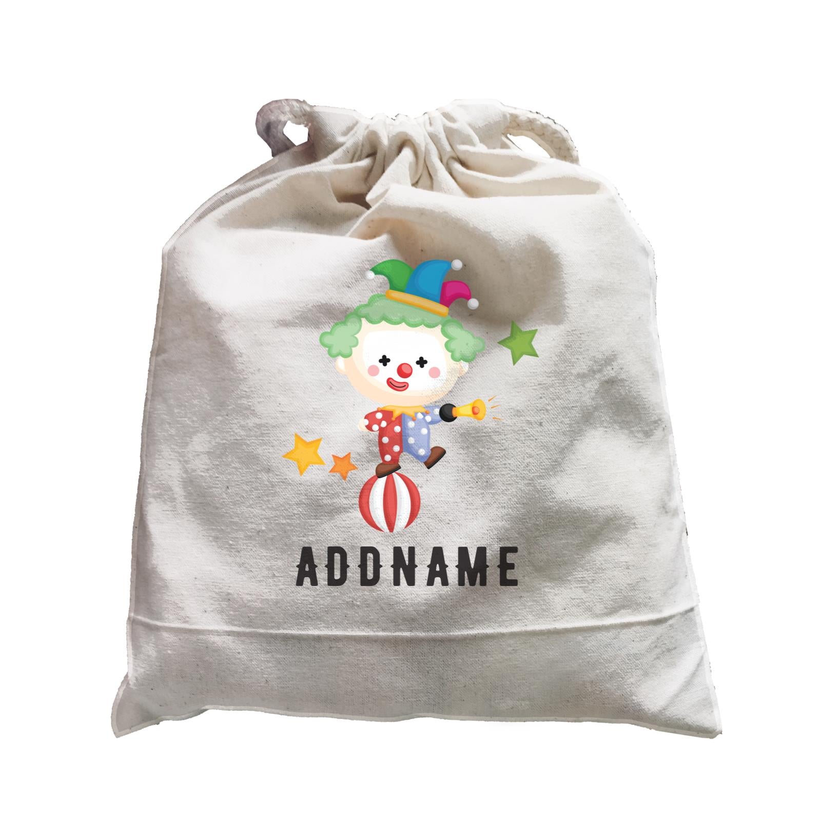 Birthday Circus Cute Clown Standing On Top Of Ball Addname Satchel