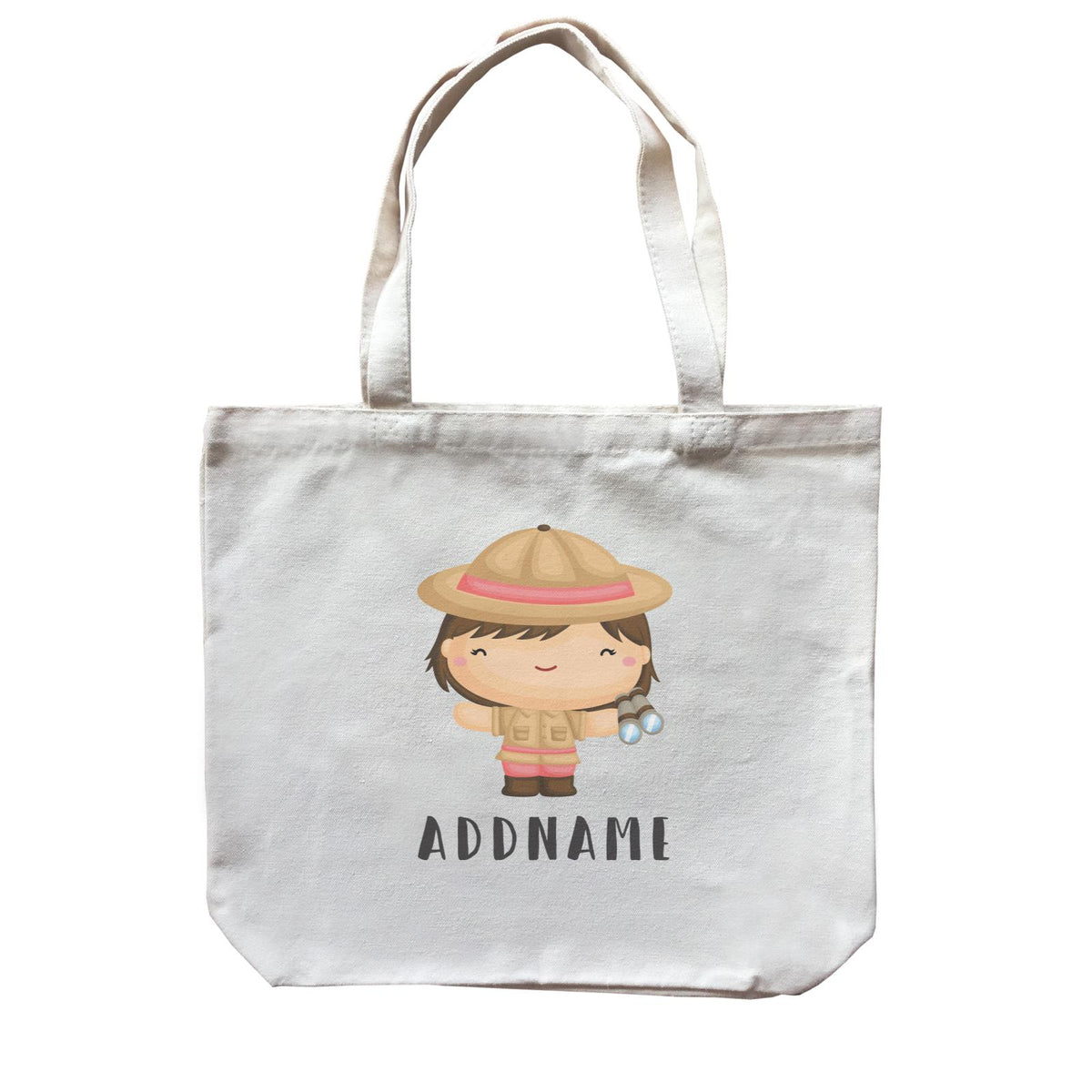 Birthday Safari Little Explorer Baby Girl Addname Canvas Bag
