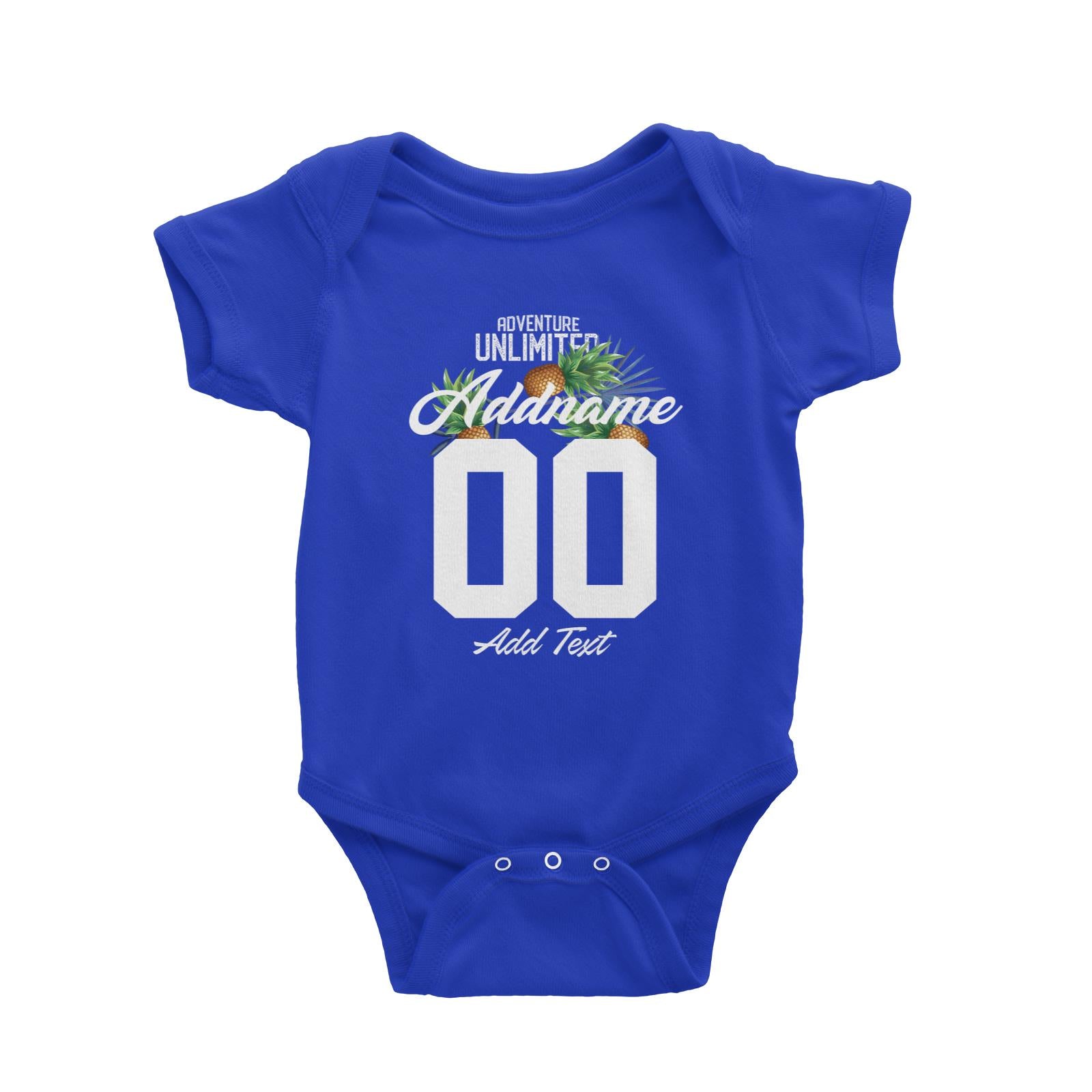 Adventure Unlimited with Pineapples Personalizable with Name Number and Text Baby Romper