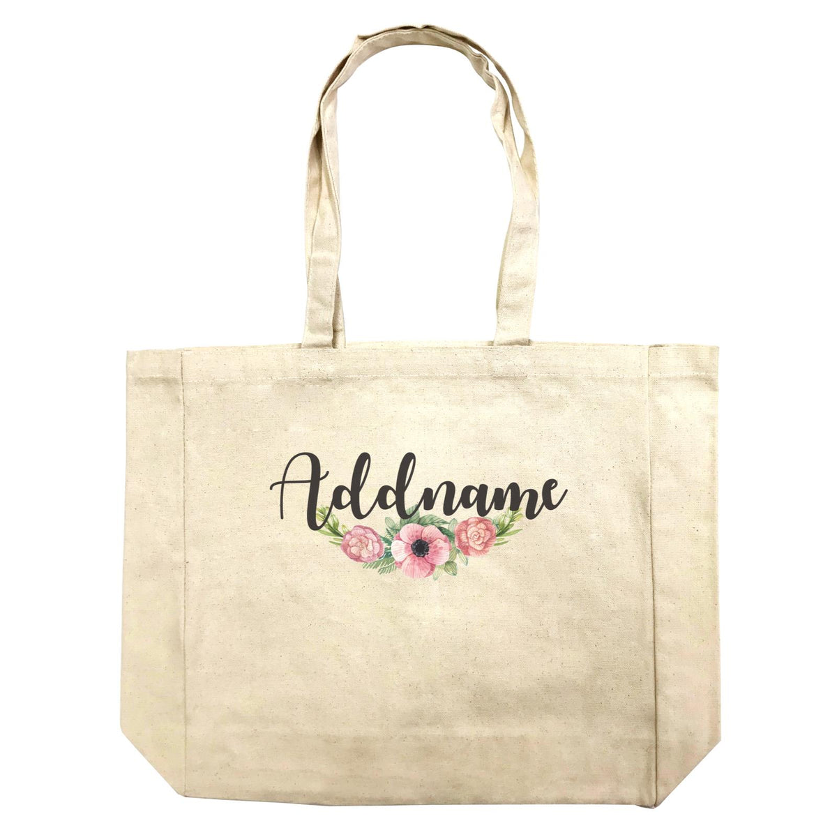 Floral Sweet Pink Flower Addname Shopping Bag