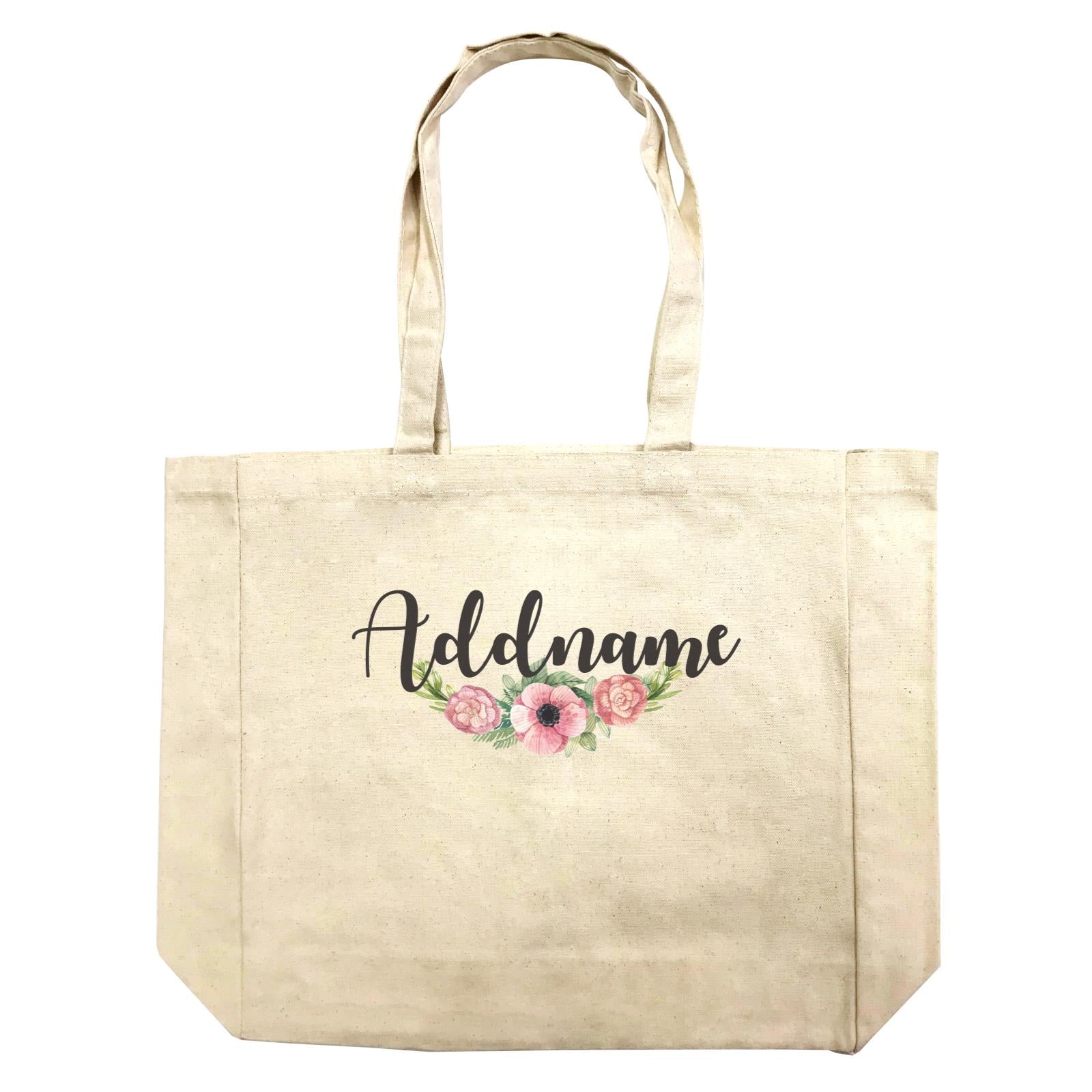Floral Sweet Pink Flower Addname Shopping Bag