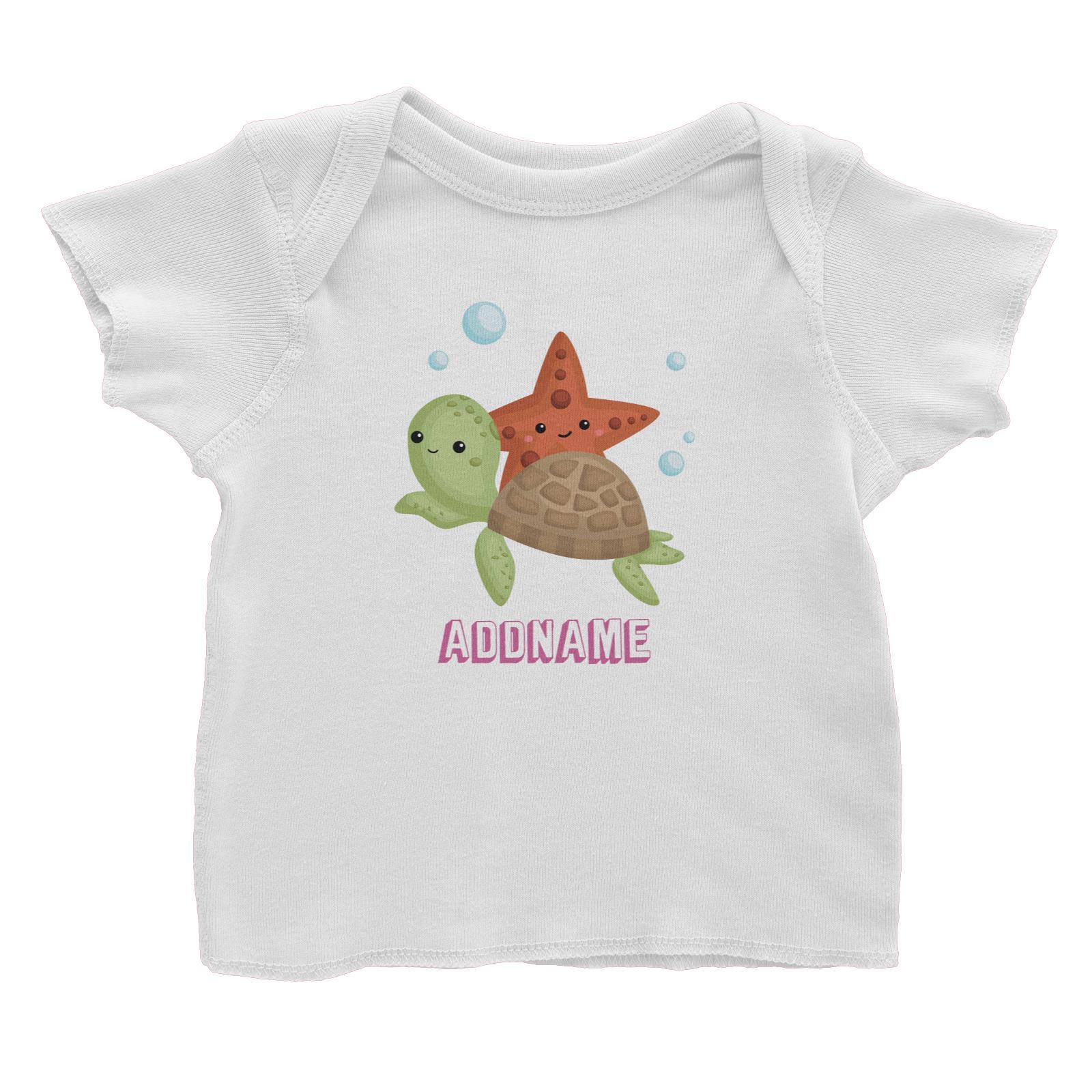 Birthday Mermaid Turtle And Starfish Addname Baby T-Shirt