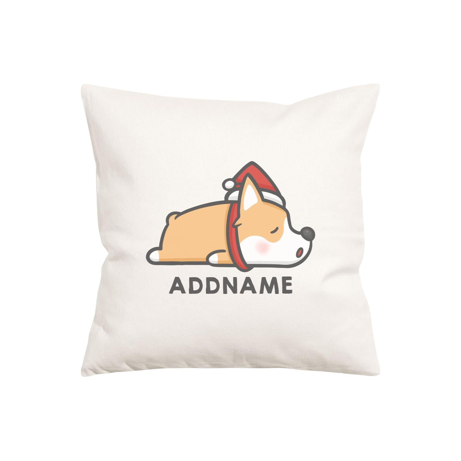 Xmas Cute Sleeping Corgi Addname Pillow Cushion