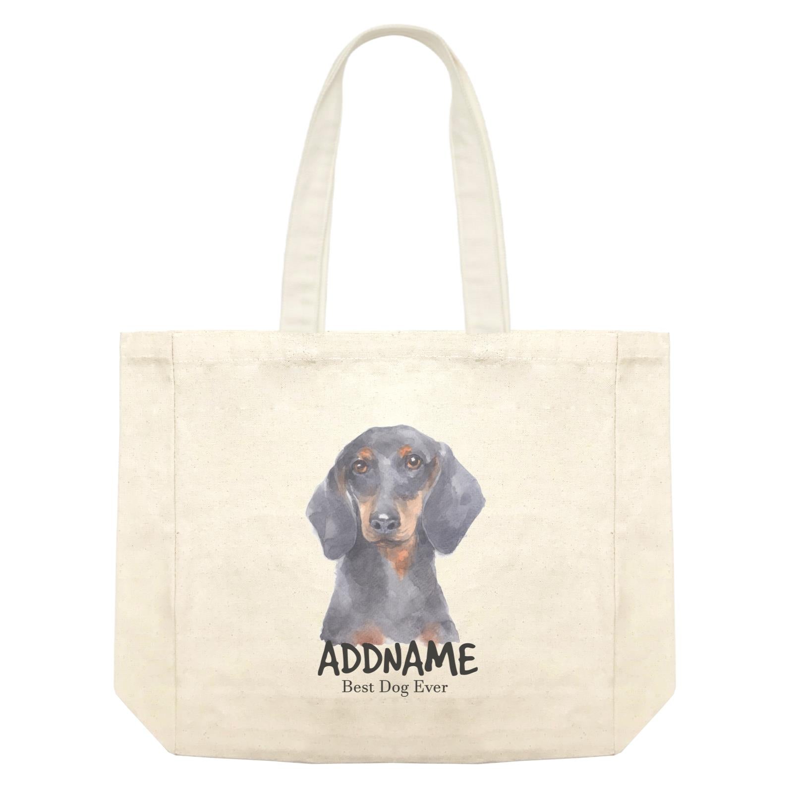 Watercolor Dog Dachshund Best Dog Ever Addname Shopping Bag
