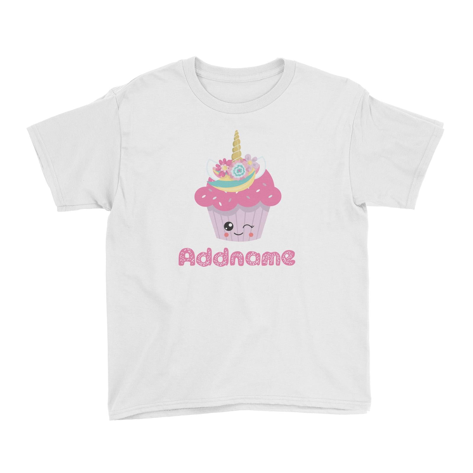 Magical Sweets Purple Cupcake Winking Addname Kid's T-Shirt