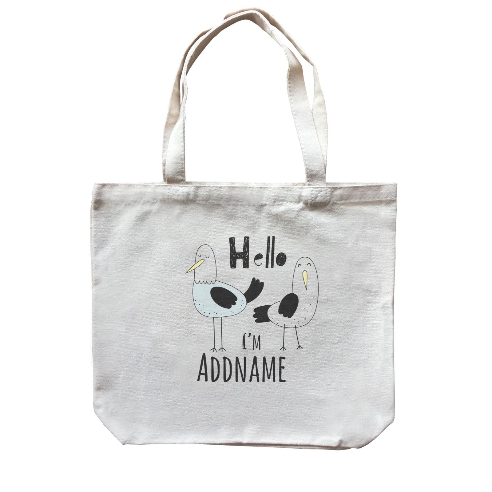 Drawn Greetings Animals Hello 2 Birds Addname Canvas Bag