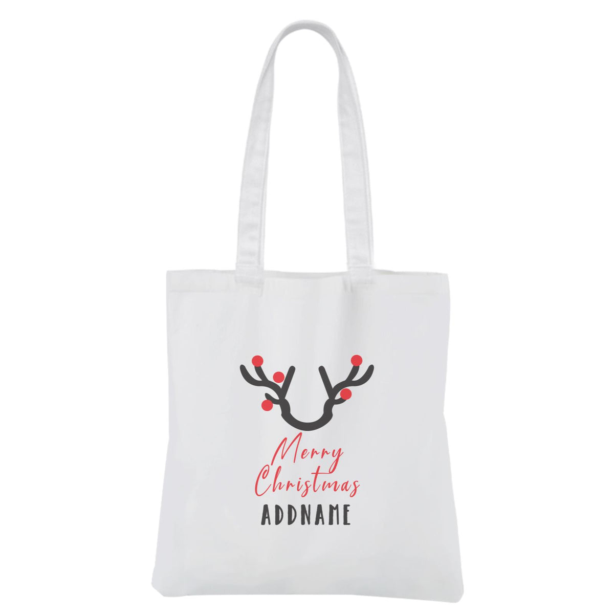 Christmas Series Antler Merry Christmas White Canvas Bag