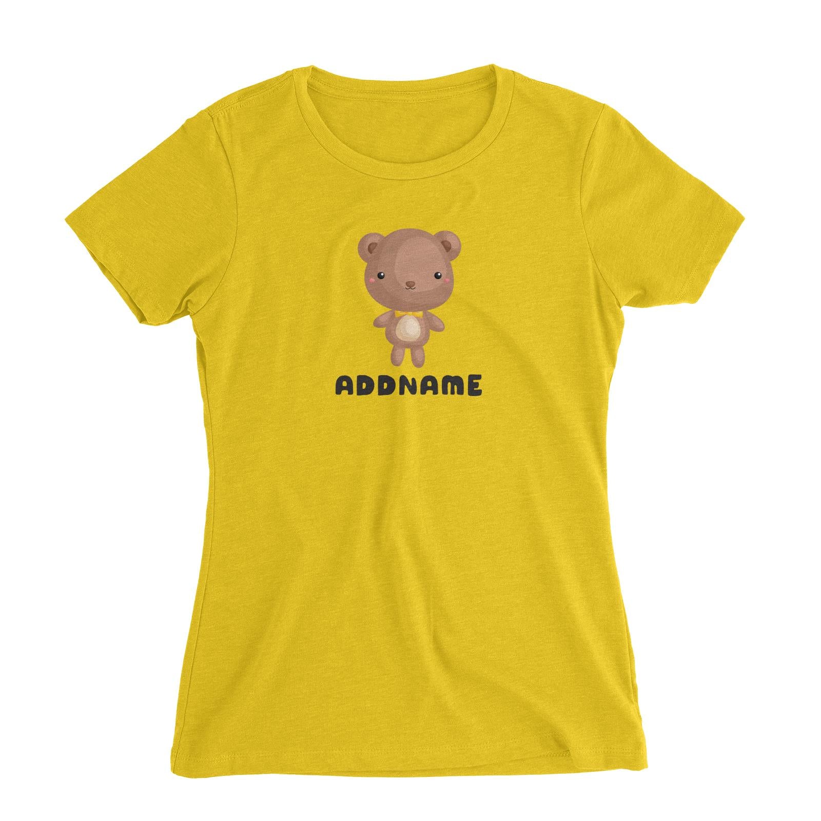 Birthday Friendly Animals Happy Bear Addname Women's Slim Fit T-Shirt