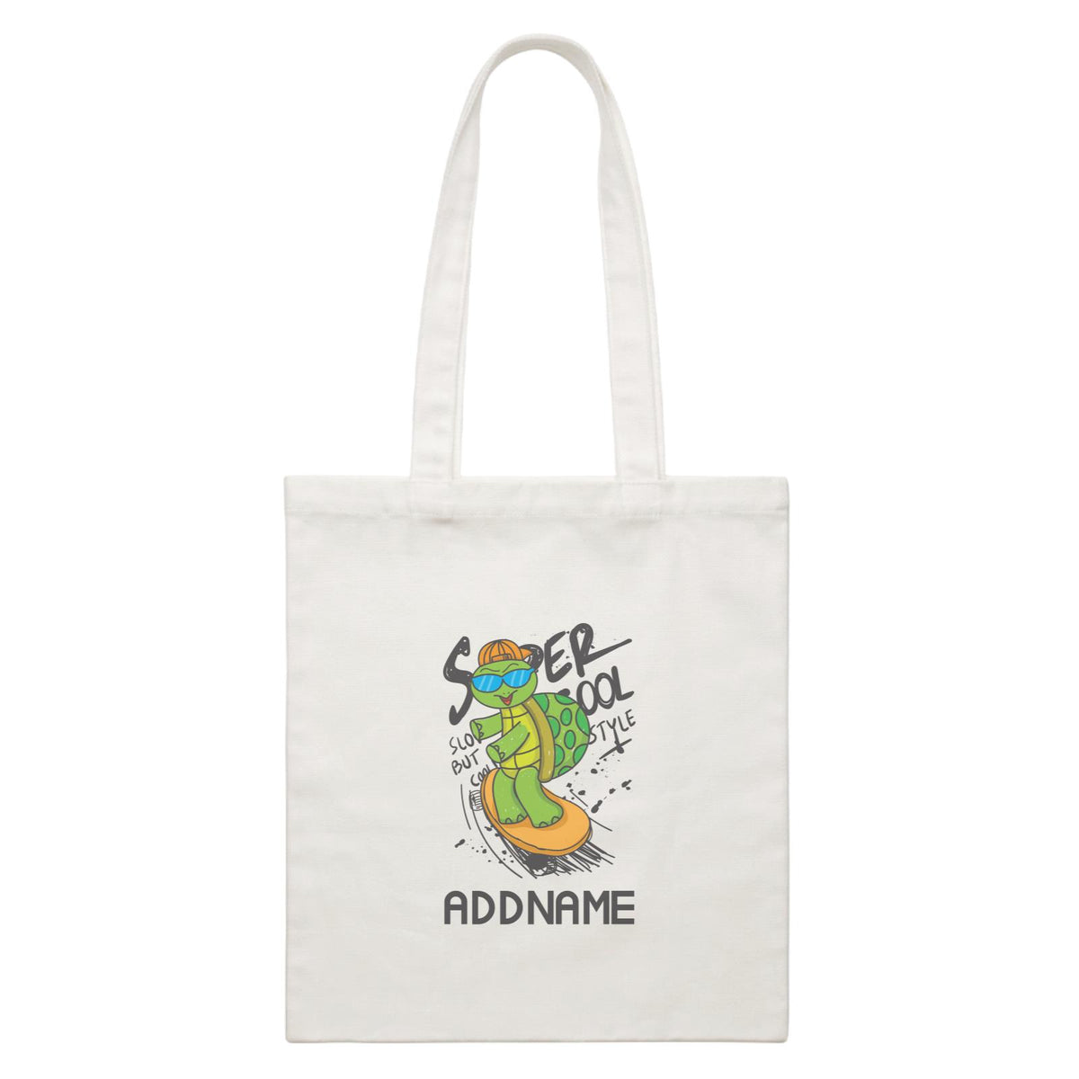 Cool Cute Animals Turtle Super Cool Style Addname White Canvas Bag