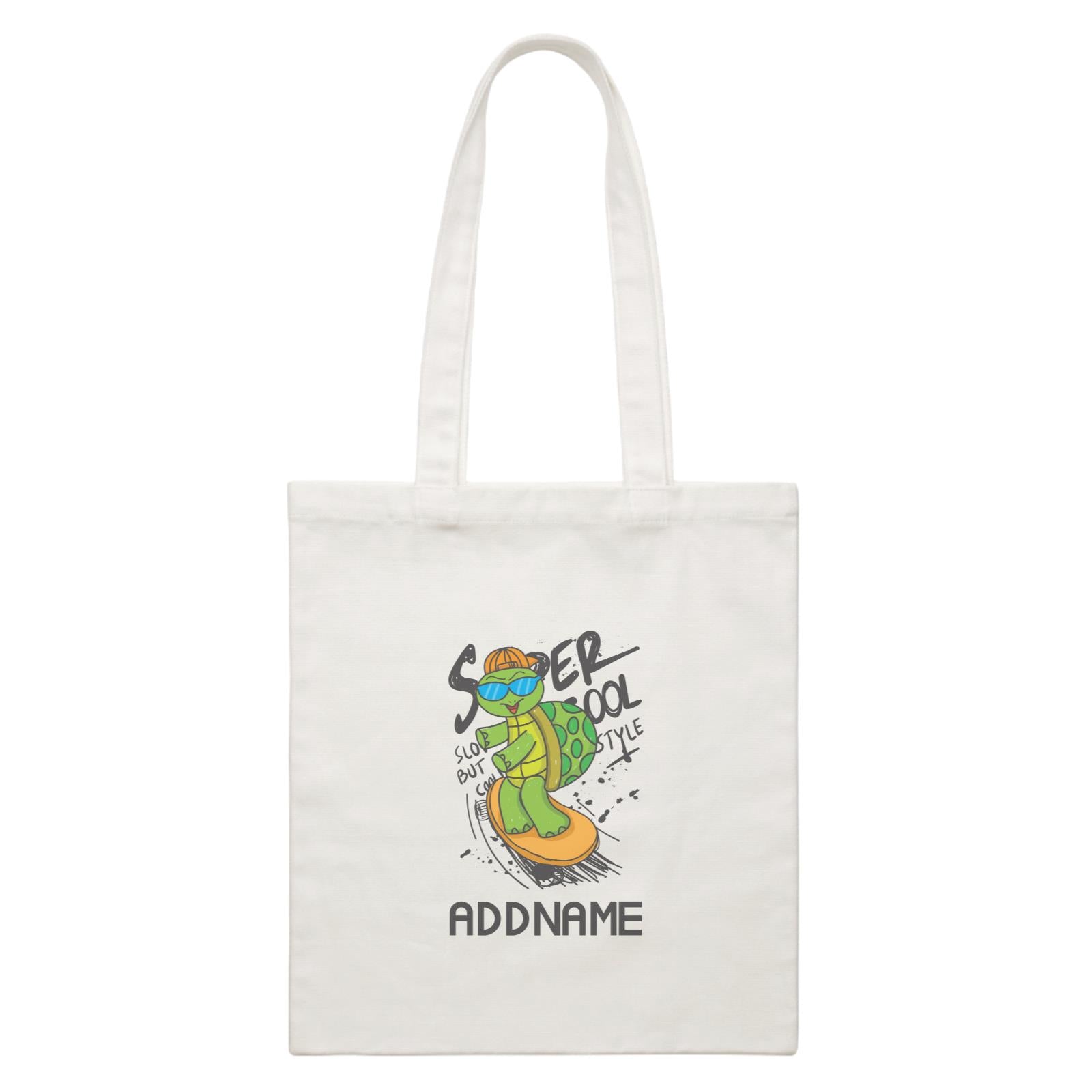 Cool Cute Animals Turtle Super Cool Style Addname White Canvas Bag