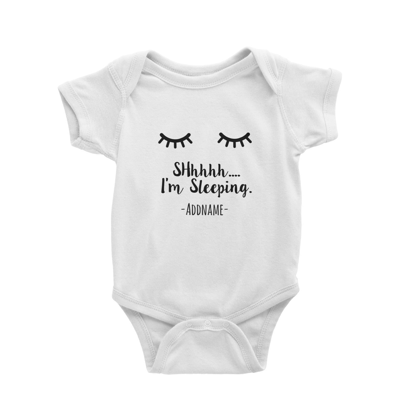 Sleeping Eyes with Lashes Shh I'm Sleeping Addname Baby Romper Personalizable Designs Basic Newborn
