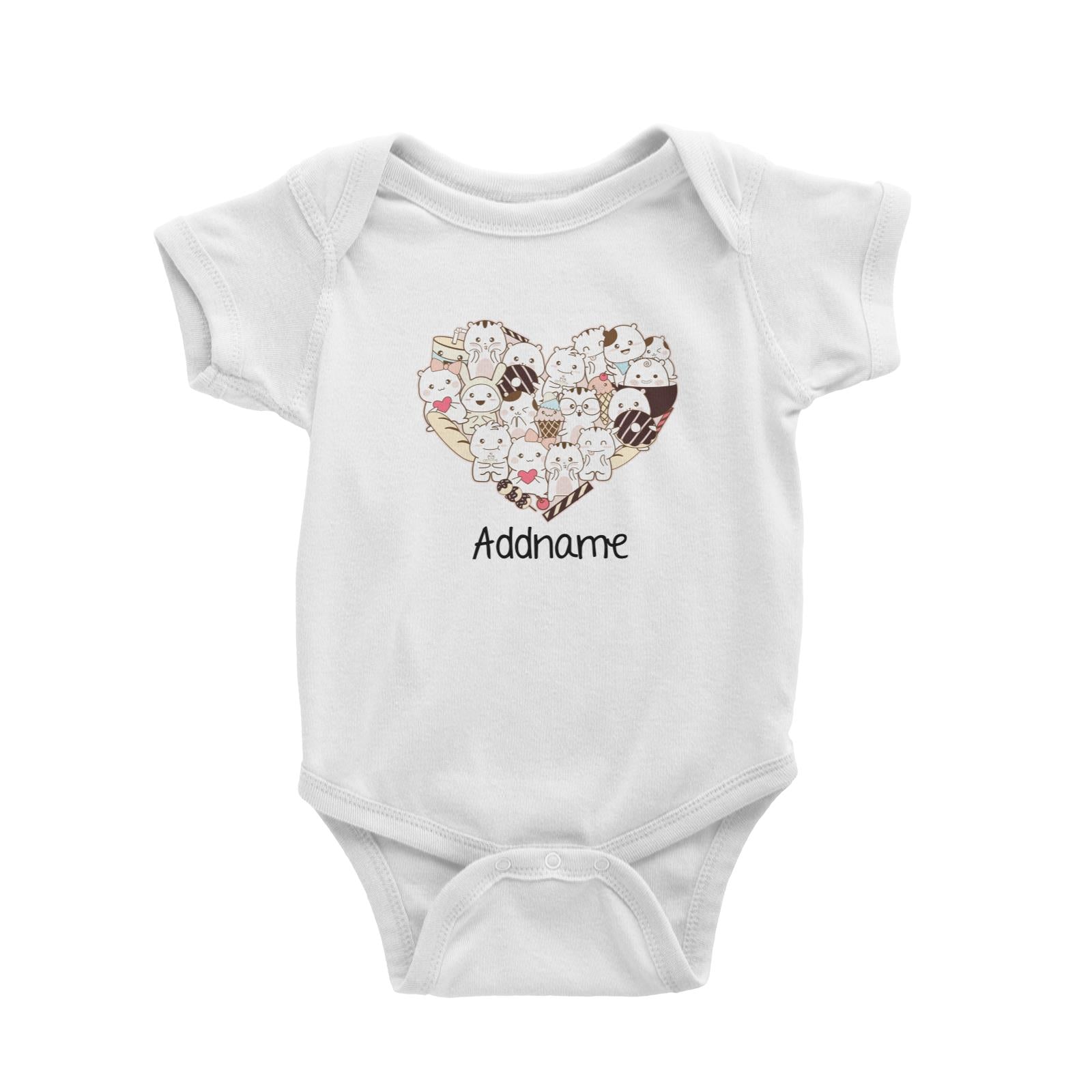 Cute Animals And Friends Series Cute Hamster Group Heart Addname Baby Romper