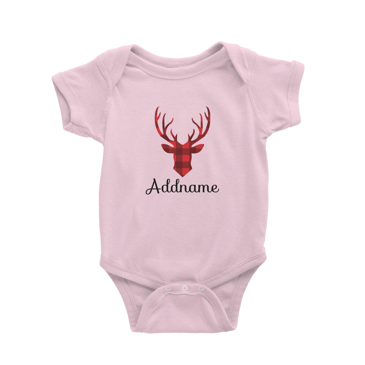 Christmas SeriesReindeer Silhouette Check Pattern Baby Romper
