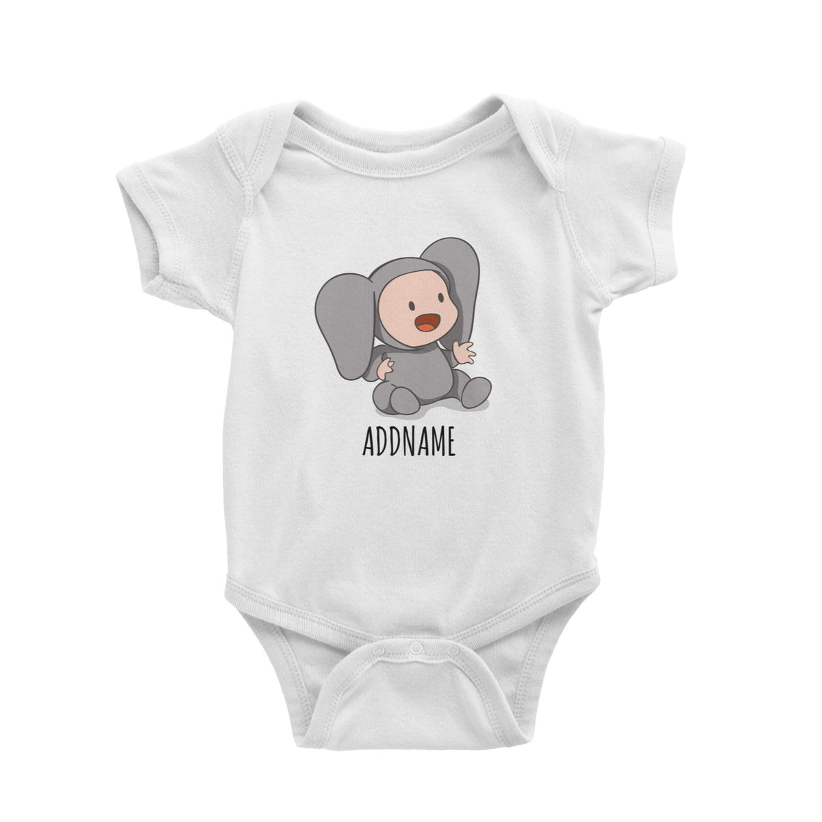 Cartoon Elephant Baby White White Baby Romper