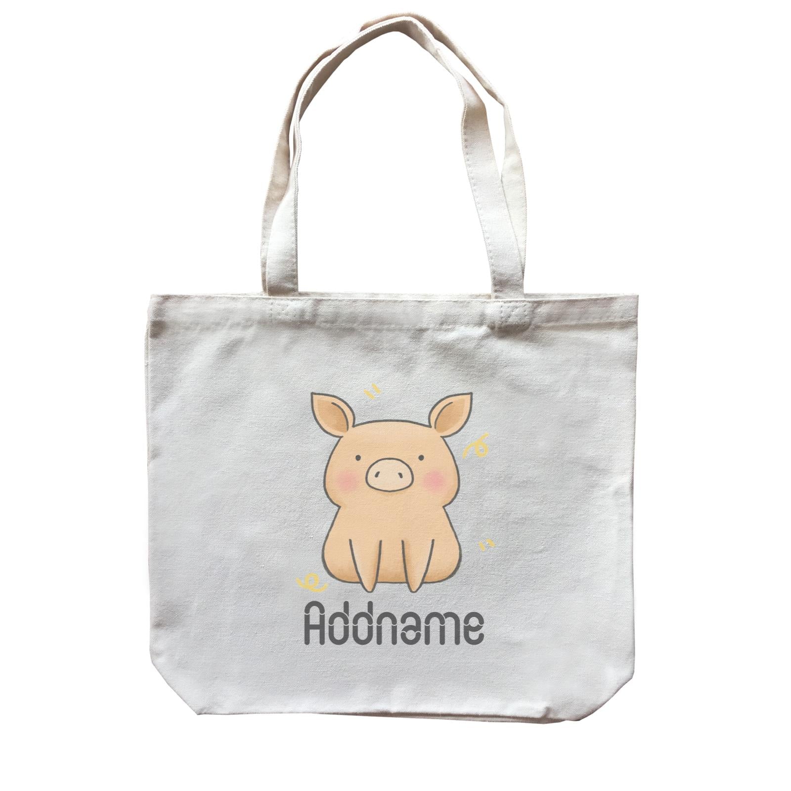 Cute Hand Drawn Style Pig Addname Canvas Bag