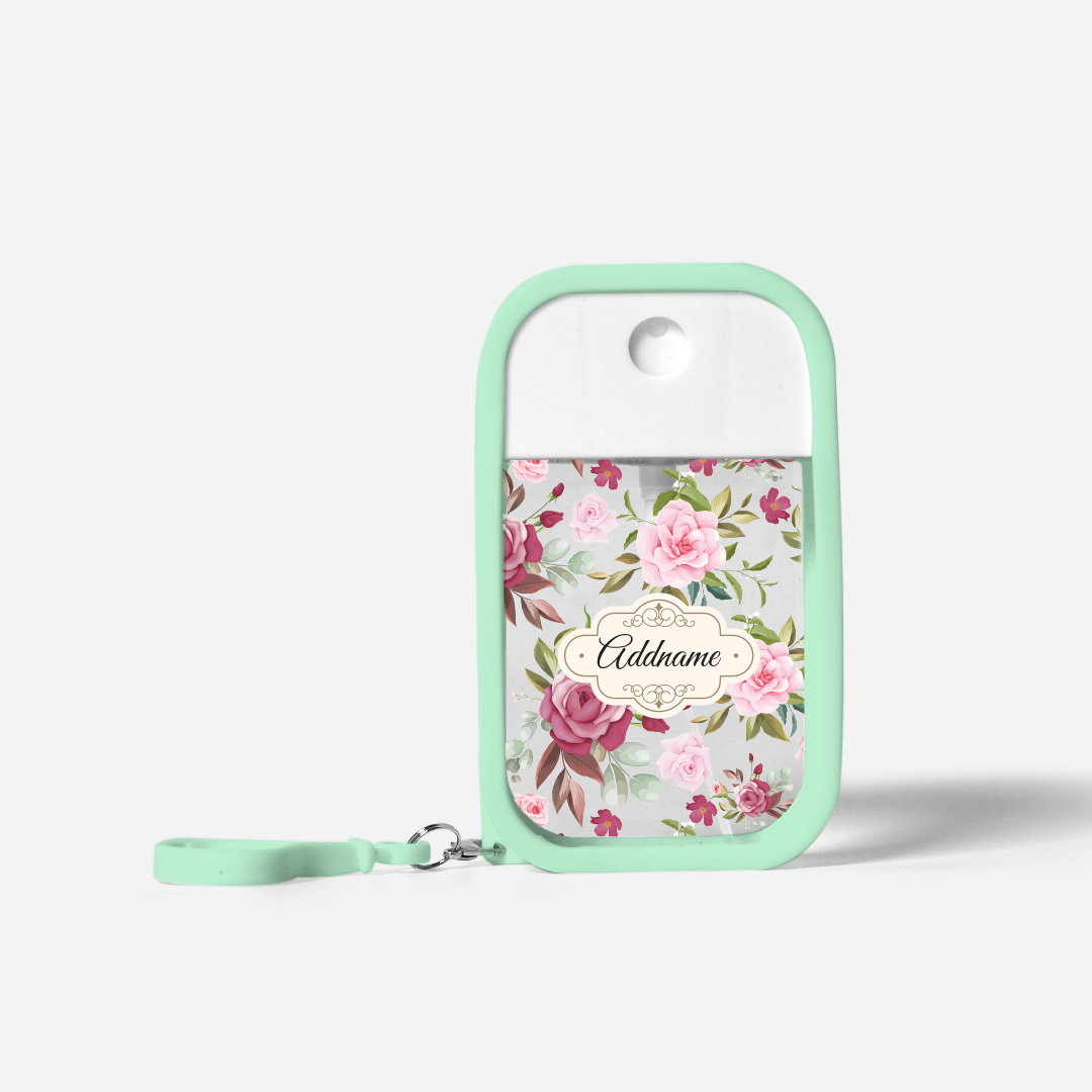 Laura Series Refillable Hand Sanitizer with Personalisation - Ruby Pale Green