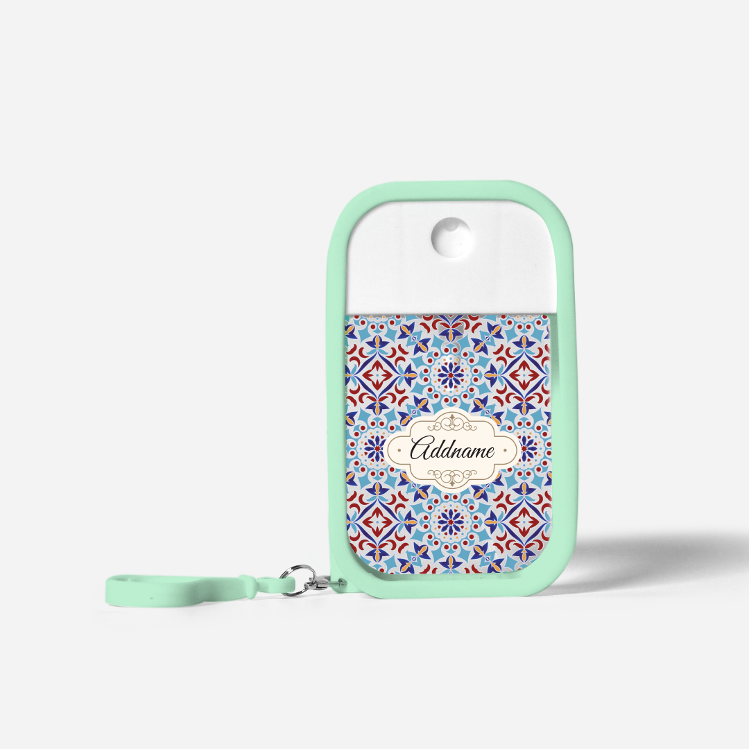 Moroccan Series Refillable Hand Sanitizer with Personalisation - Arabesque Agean Blue Pale Green