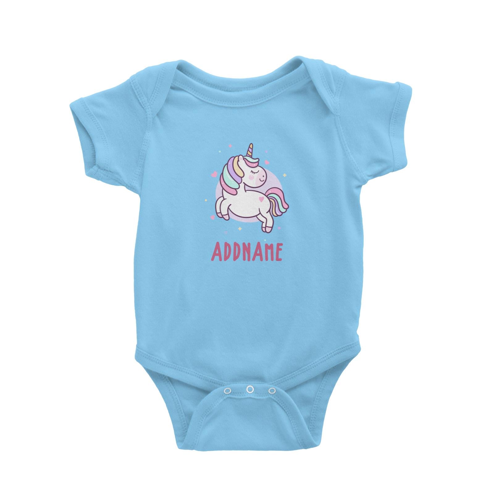 Unicorn And Princess Series Cute Pastel Unicorn Addname Baby Romper