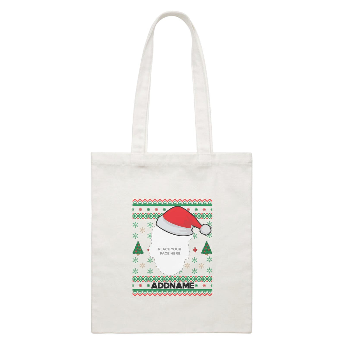 Christmas Ugly Sweater Christmas Tree and Snowflakes Accessories White Canvas Bag