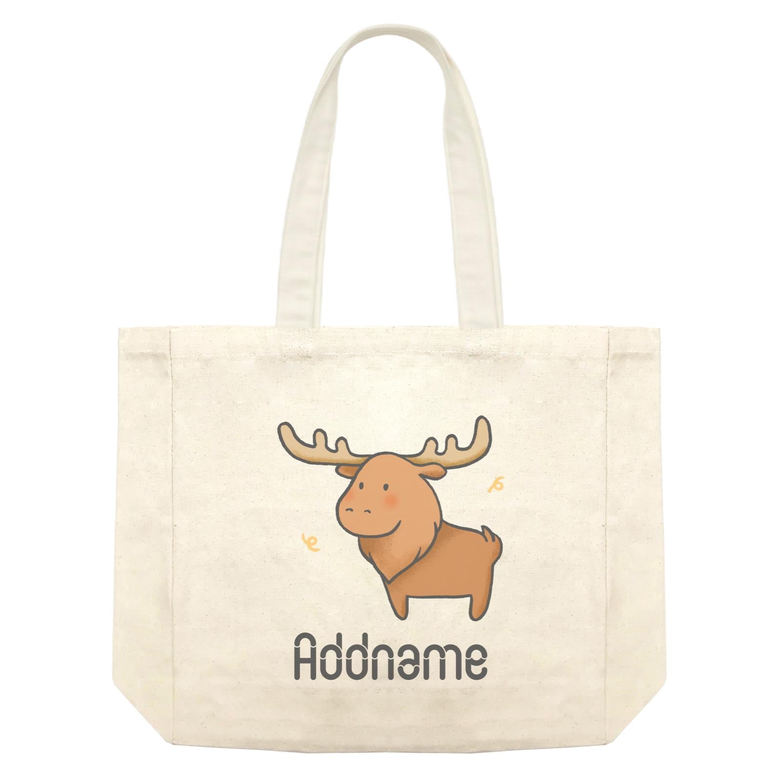 Cute Hand Drawn Style Moose Addname Shopping Bag
