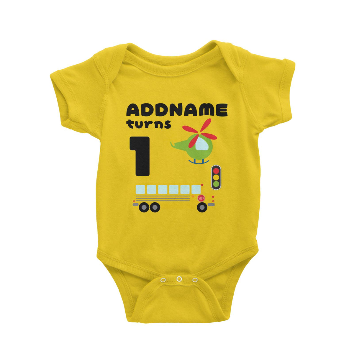 Transportation Birthday Theme Personalizable with Name and Number Baby Romper