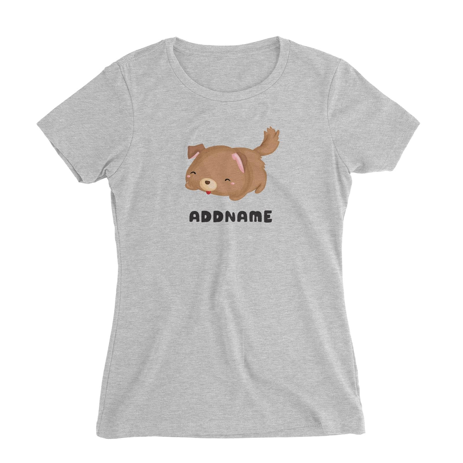 Birthday Friendly Animals Happy Sleeping Dog Addname Women's Slim Fit T-Shirt