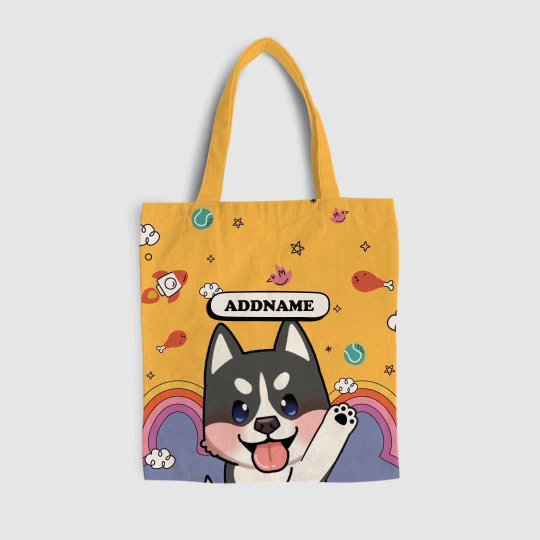 Paw Print Series Full Print Tote Bag - Husky