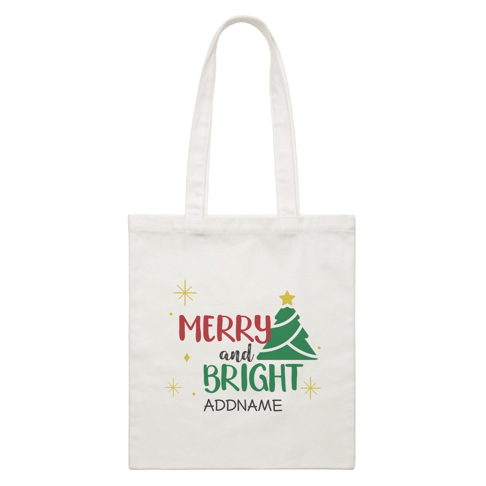 Xmas Merry and Bright with Christmas Tree Canvas Bag