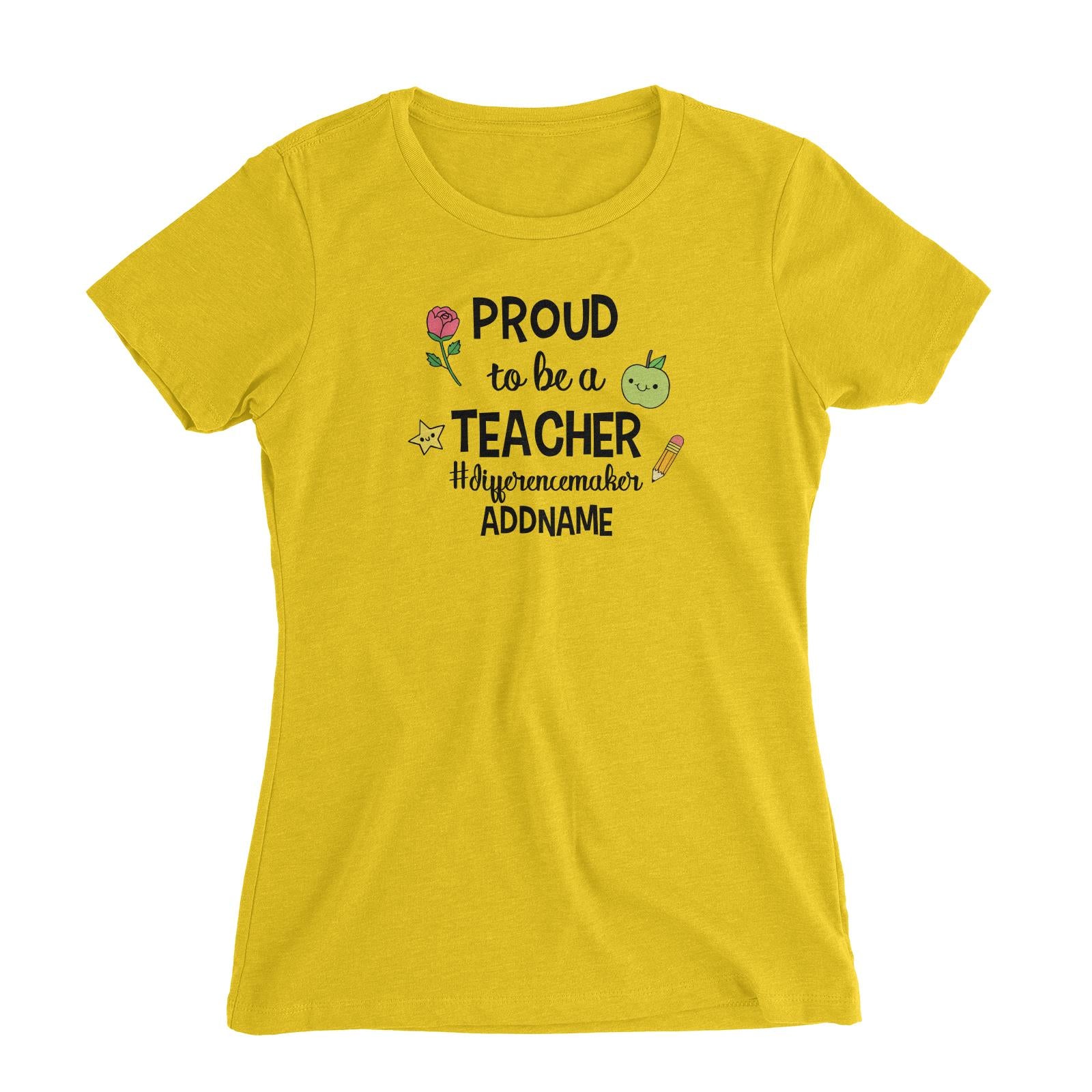 Doodle Series - Proud To Be A Teacher #differencemaker Women's Slim Fit T-Shirt