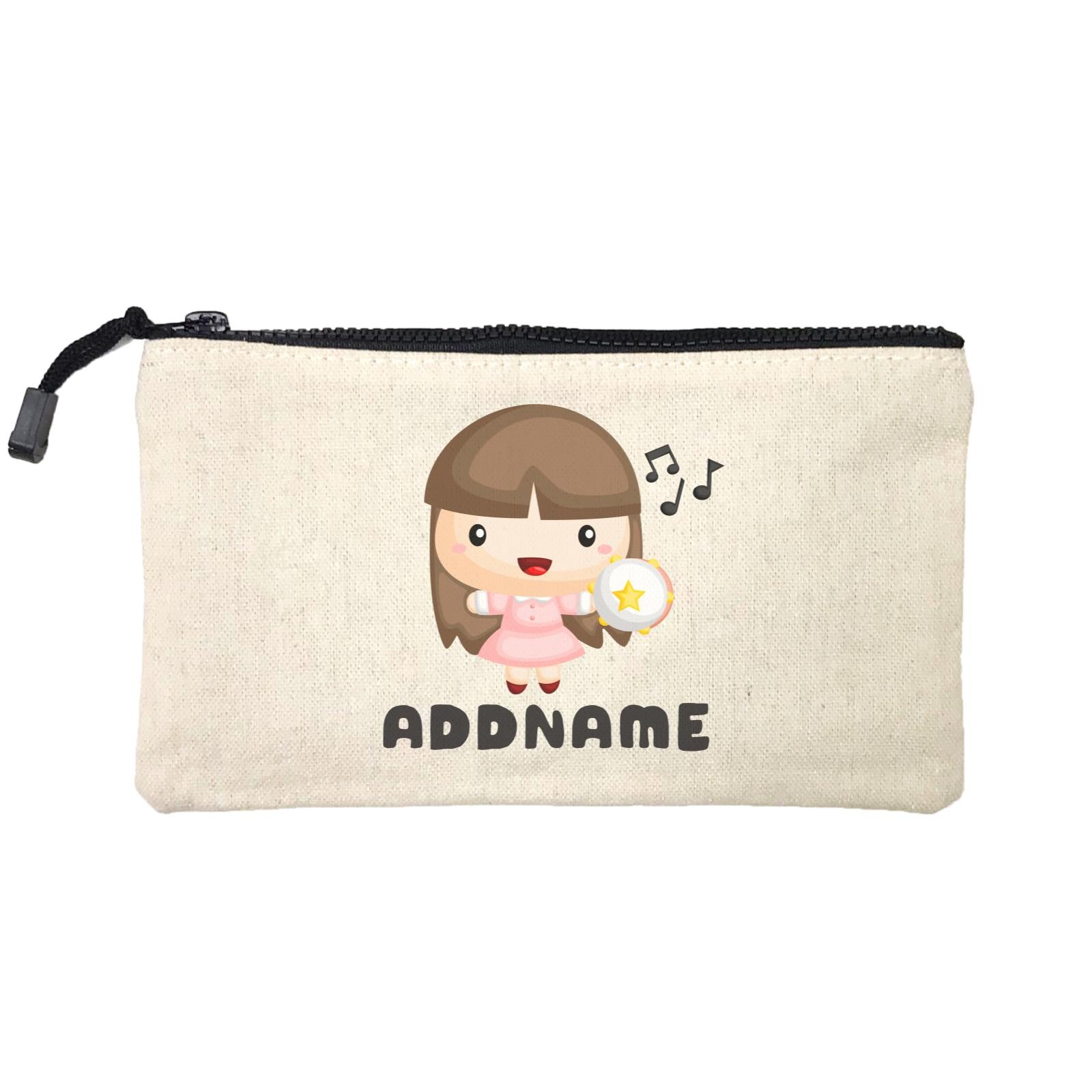 Birthday Music Band Girl Playing Tambourine Addname Mini Accessories Stationery Pouch
