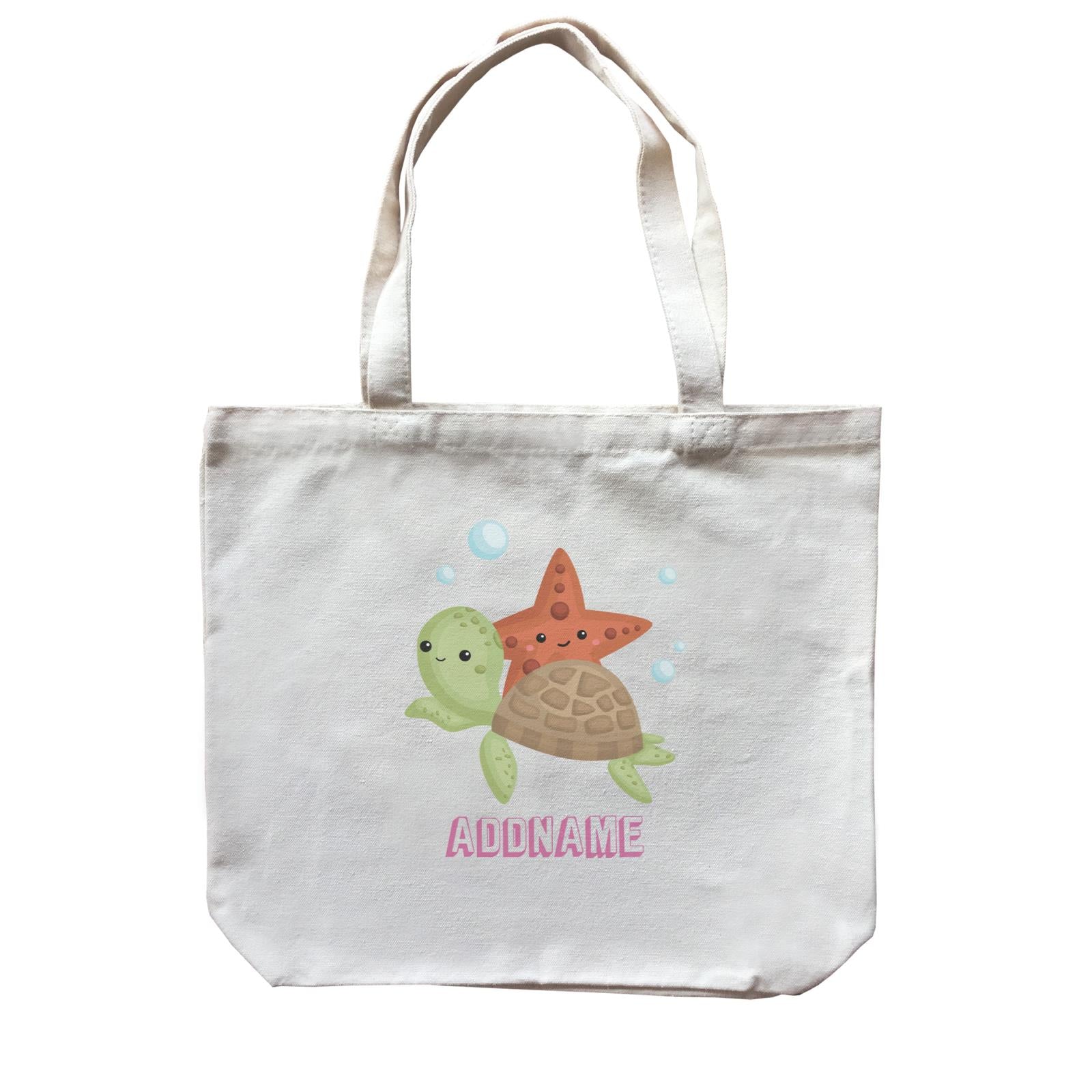 Birthday Mermaid Turtle And Starfish Addname Canvas Bag