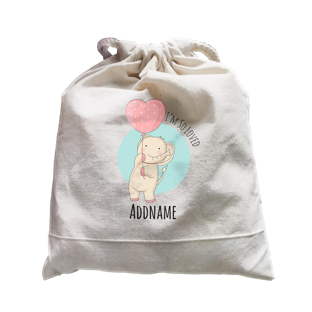 Sweet Animals Sketches Elephant with Balloon I&#39;m So Loved Addname Satchel