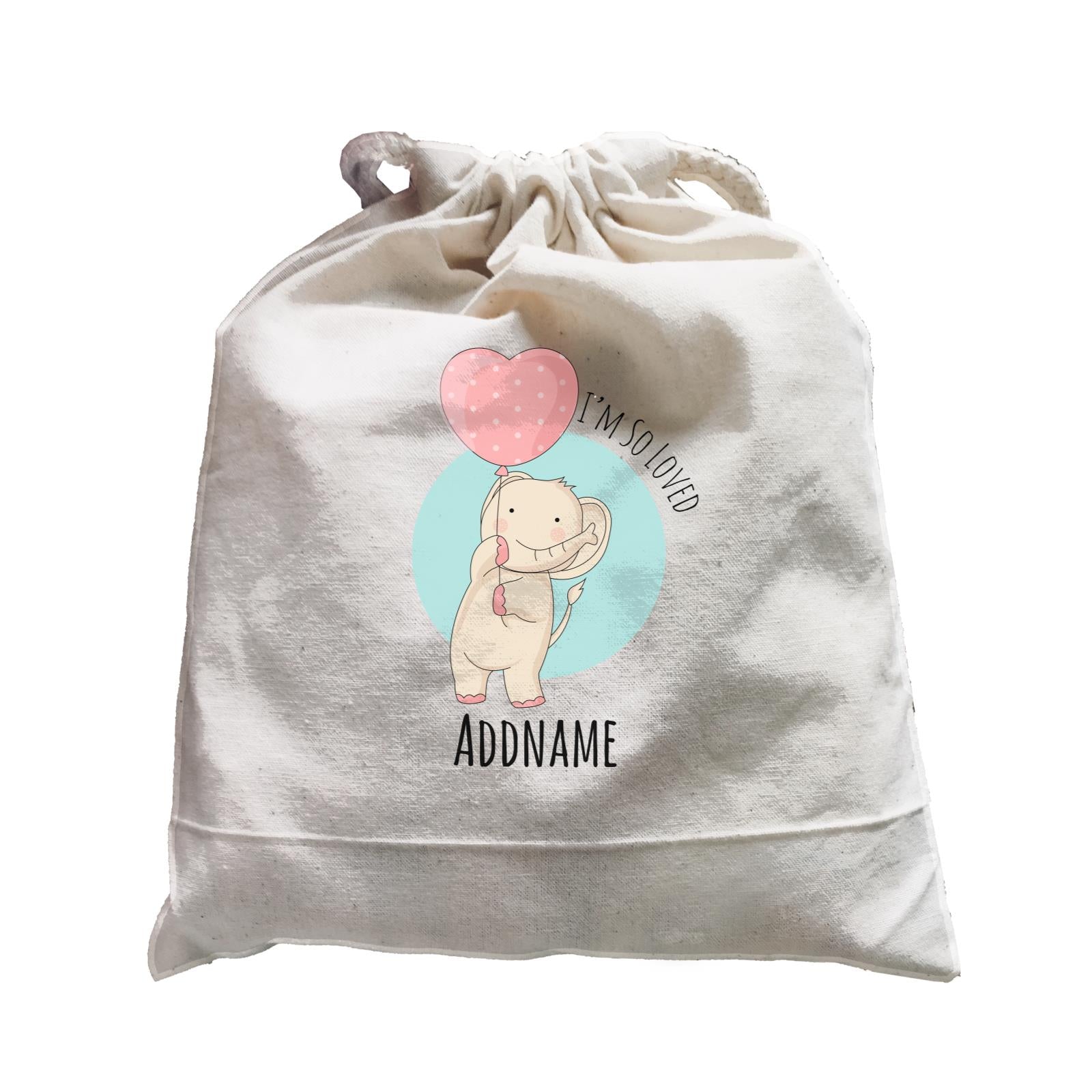 Sweet Animals Sketches Elephant with Balloon I'm So Loved Addname Satchel