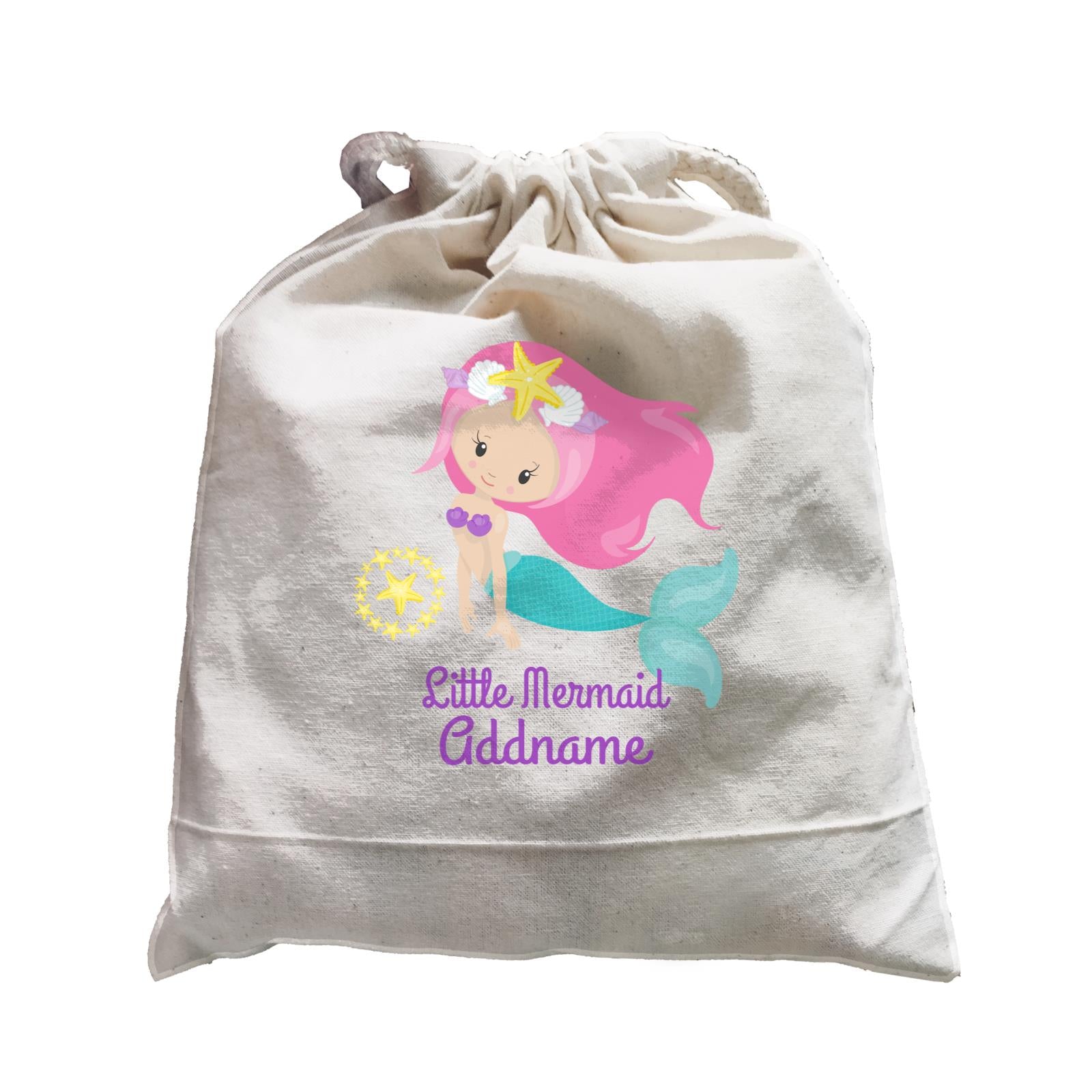 Little Mermaid Swimming with Starfish Emblem Addname Satchel