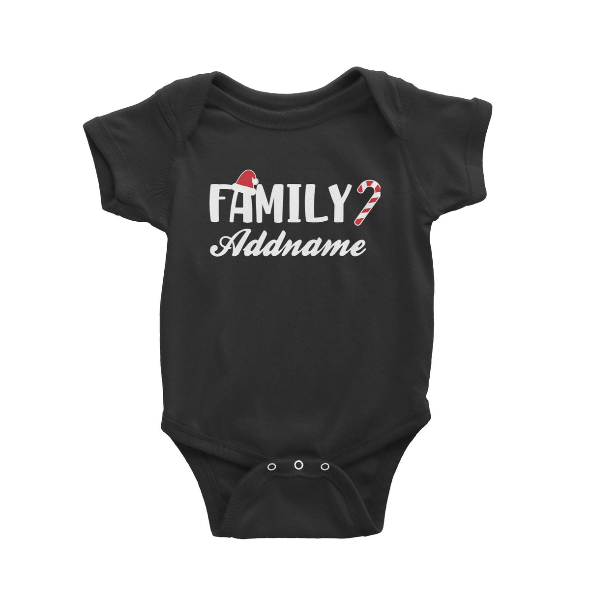 Christmas Series Family Addname with Santa Hat and Candy Cane Baby Romper