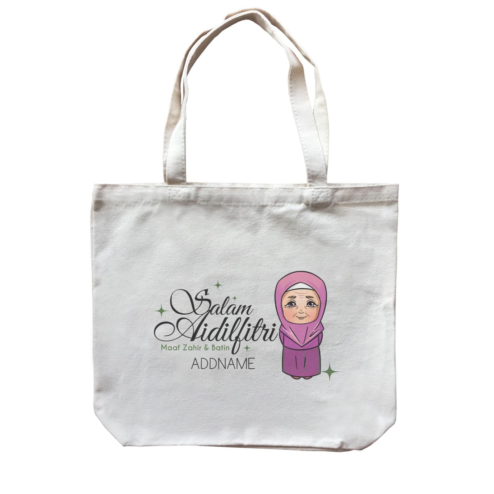 Raya Chibi Wishes Grandma Addname Wishes Everyone Salam Aidilfitri Maaf Zahir & Batin Accessories Canvas Bag